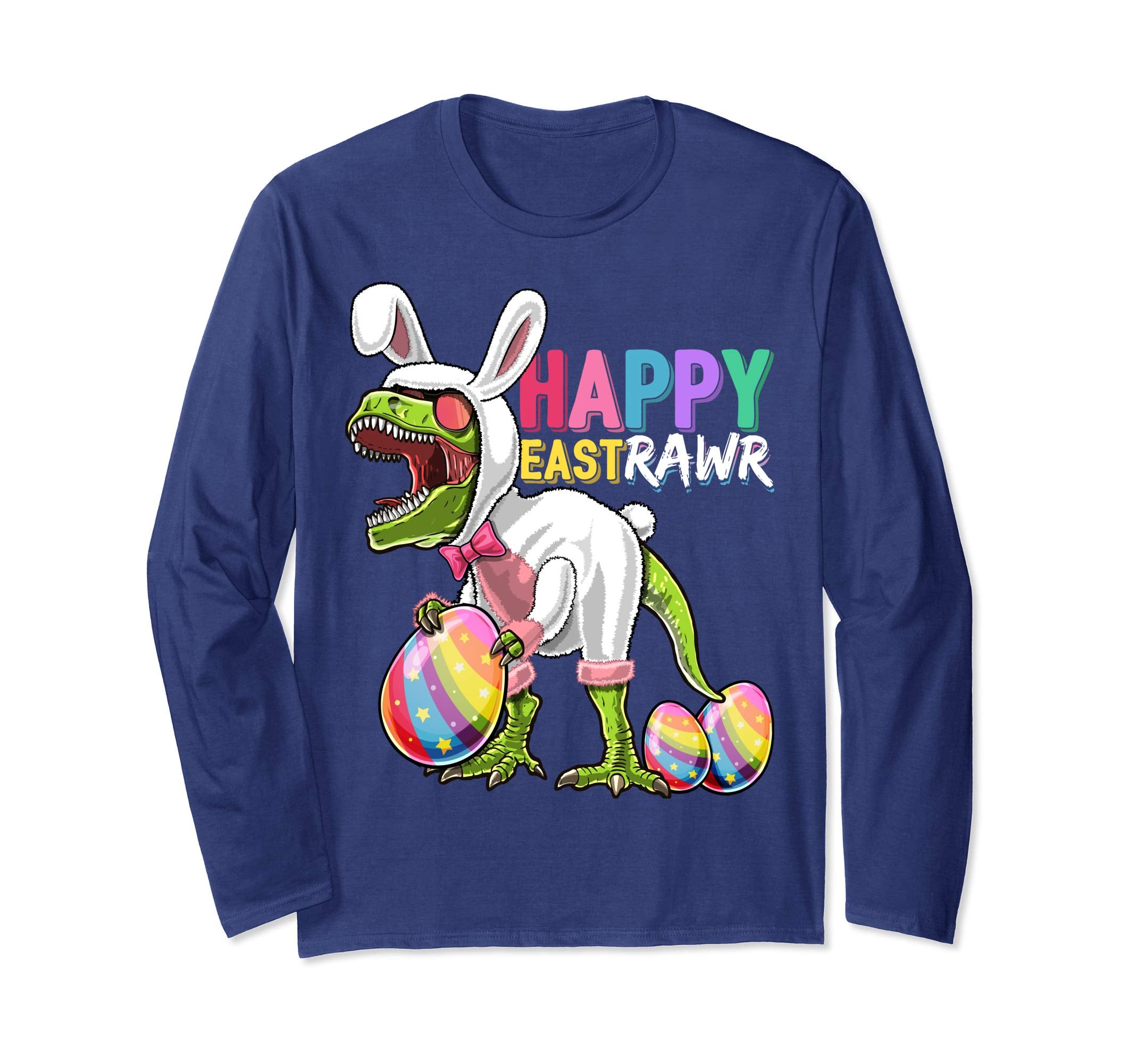 Happy Eastrawr T Rex Dinosaur Easter Bunny Egg Shirt Men