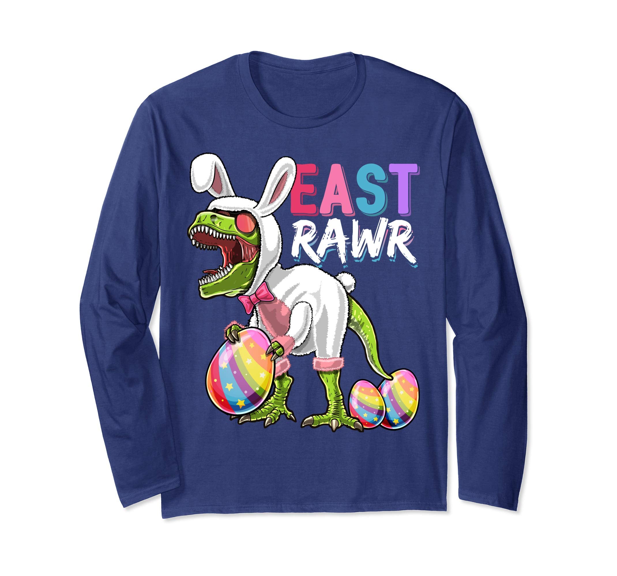 Happy Easter T Rex Dinosaur Easter Bunny Egg Shirt Men