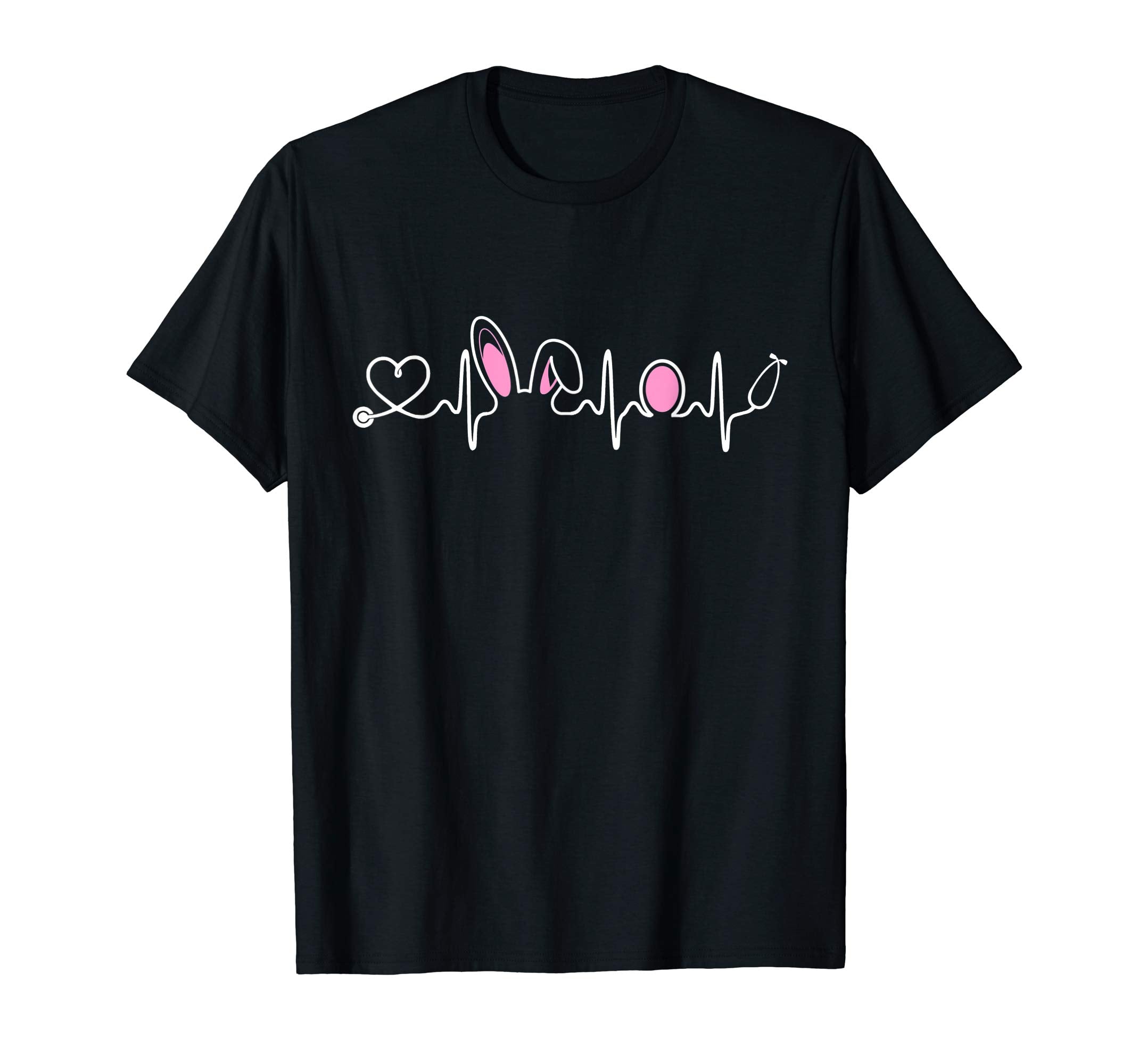 Nurse Doctor Easter Shirt Rabbit Ears and Eggs Heartbeat Tee