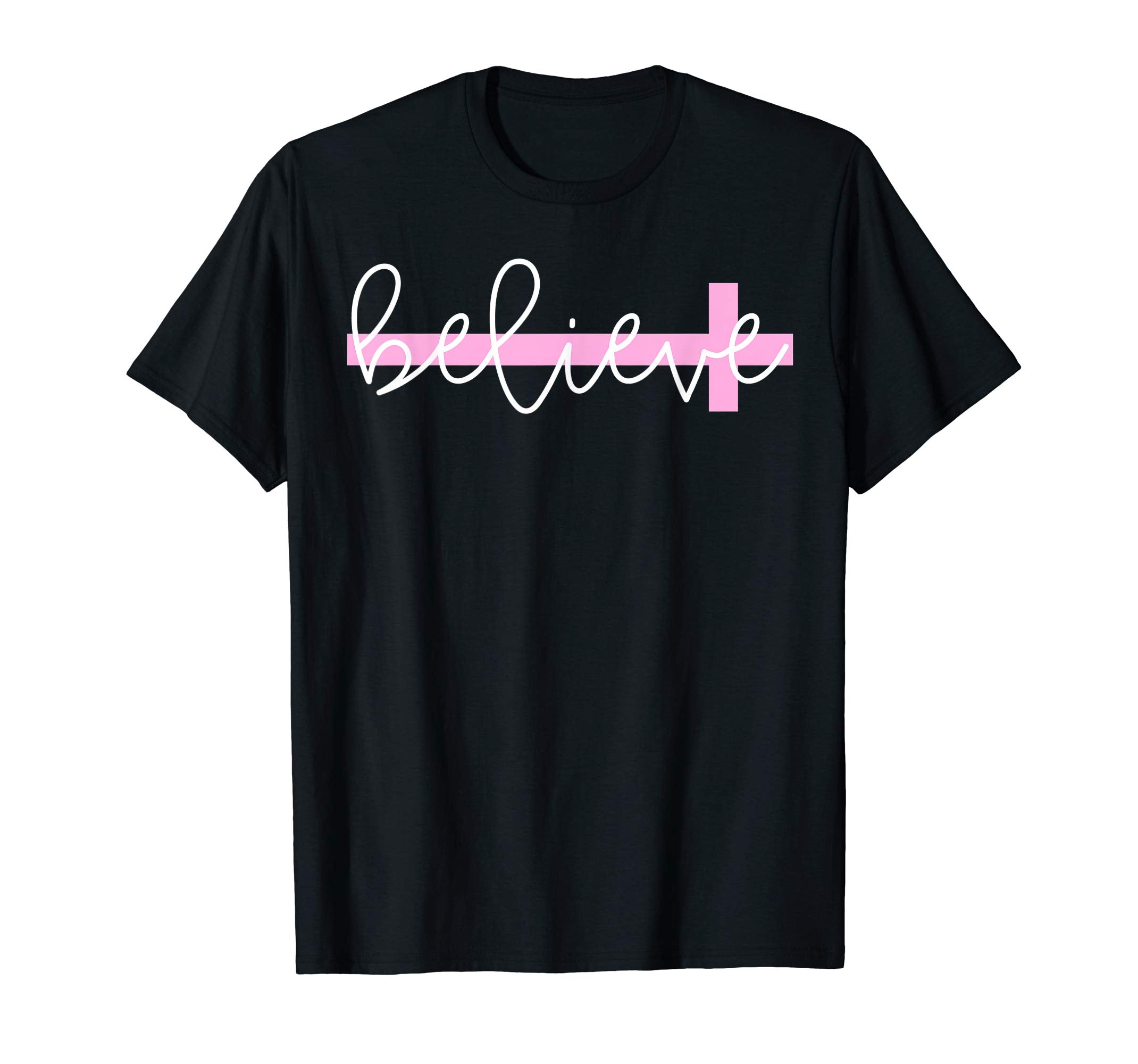 Believe Cross Christian Shirt Women's Girl's Tee for Easter