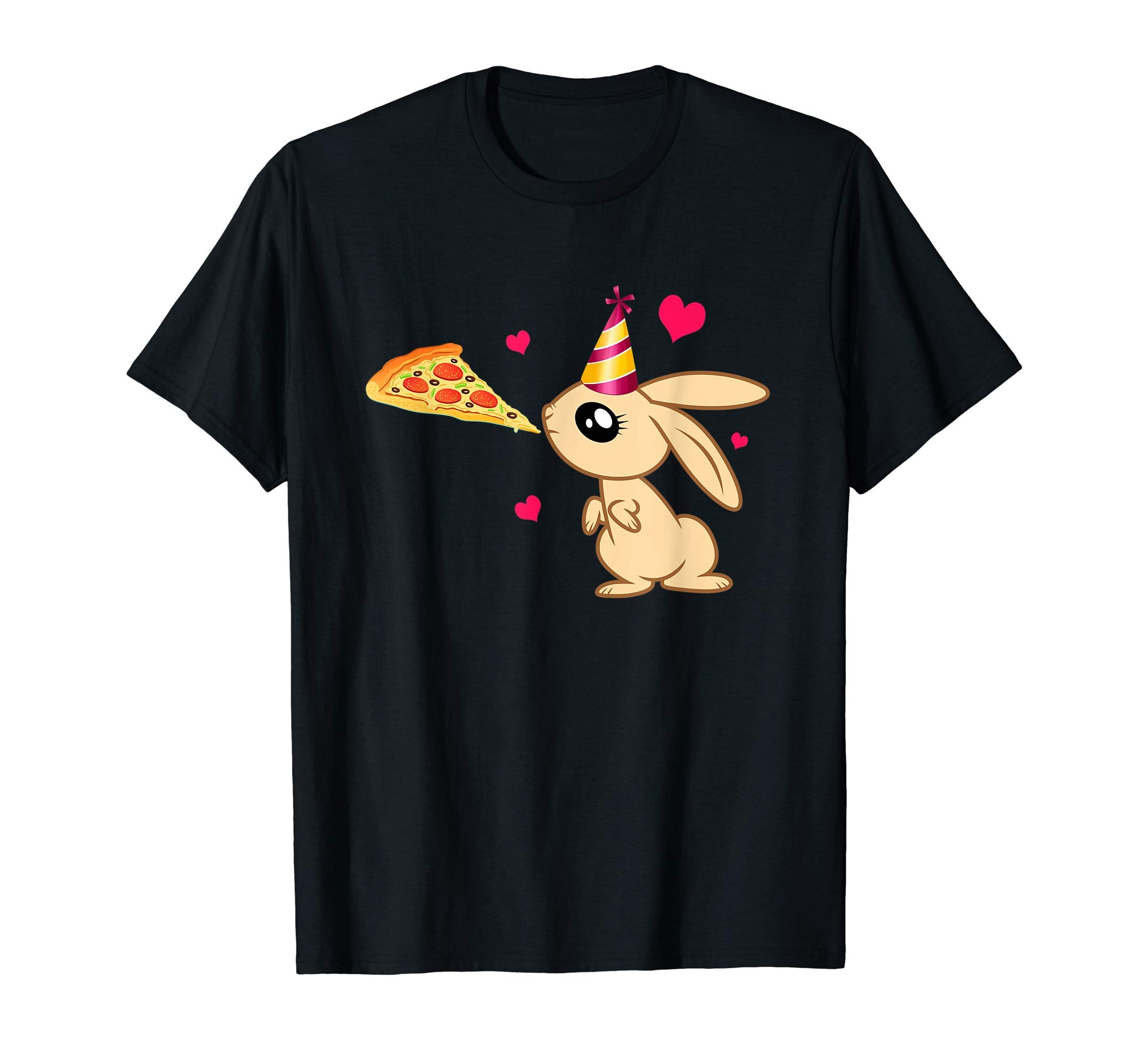 Cute Rabbit Love Pizza Hearts T-shirt-Easter Bunny T-shirt