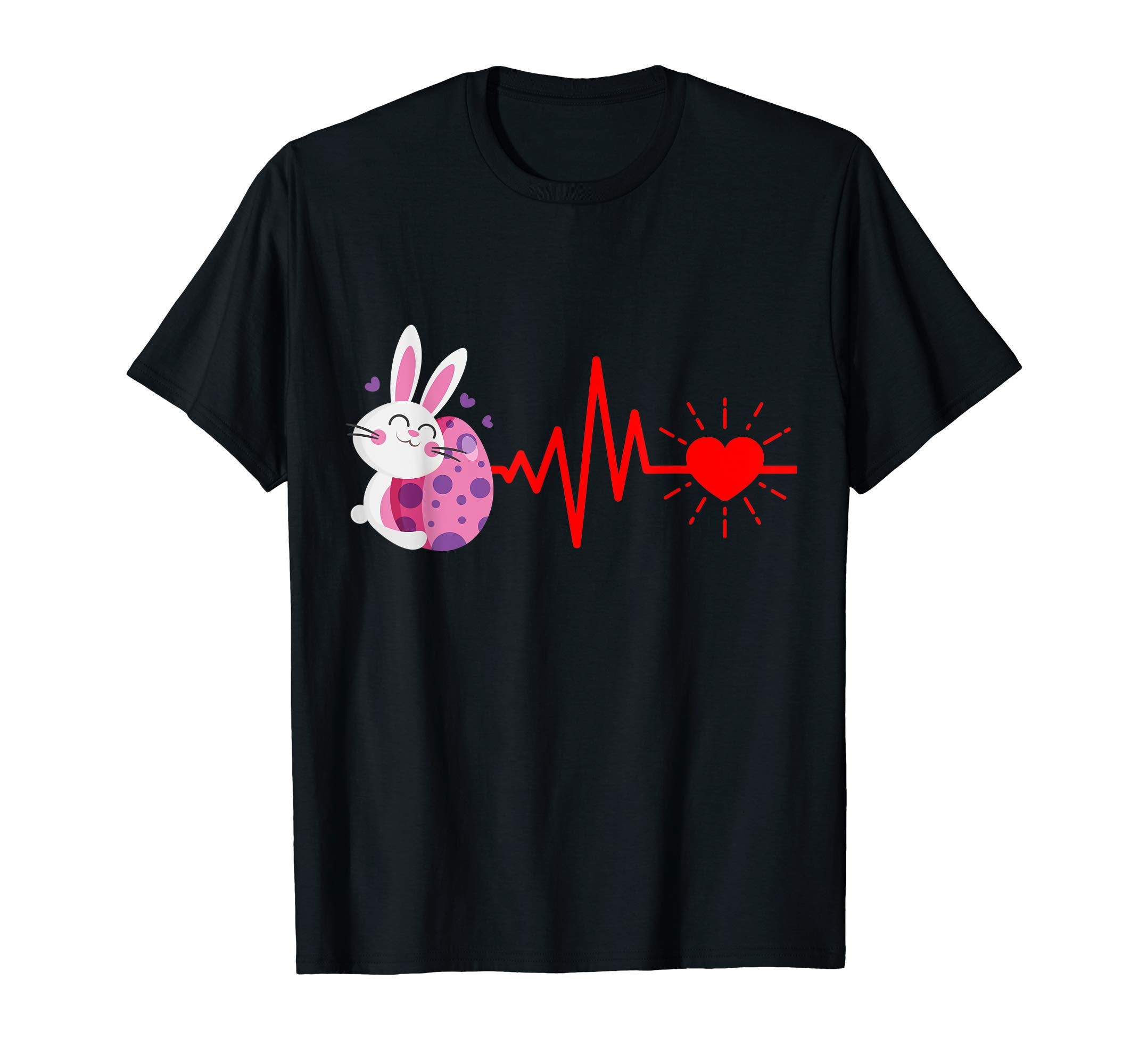 Bunny Rabbit With Easter Eggs Heartbeat Happy Easter Shirt