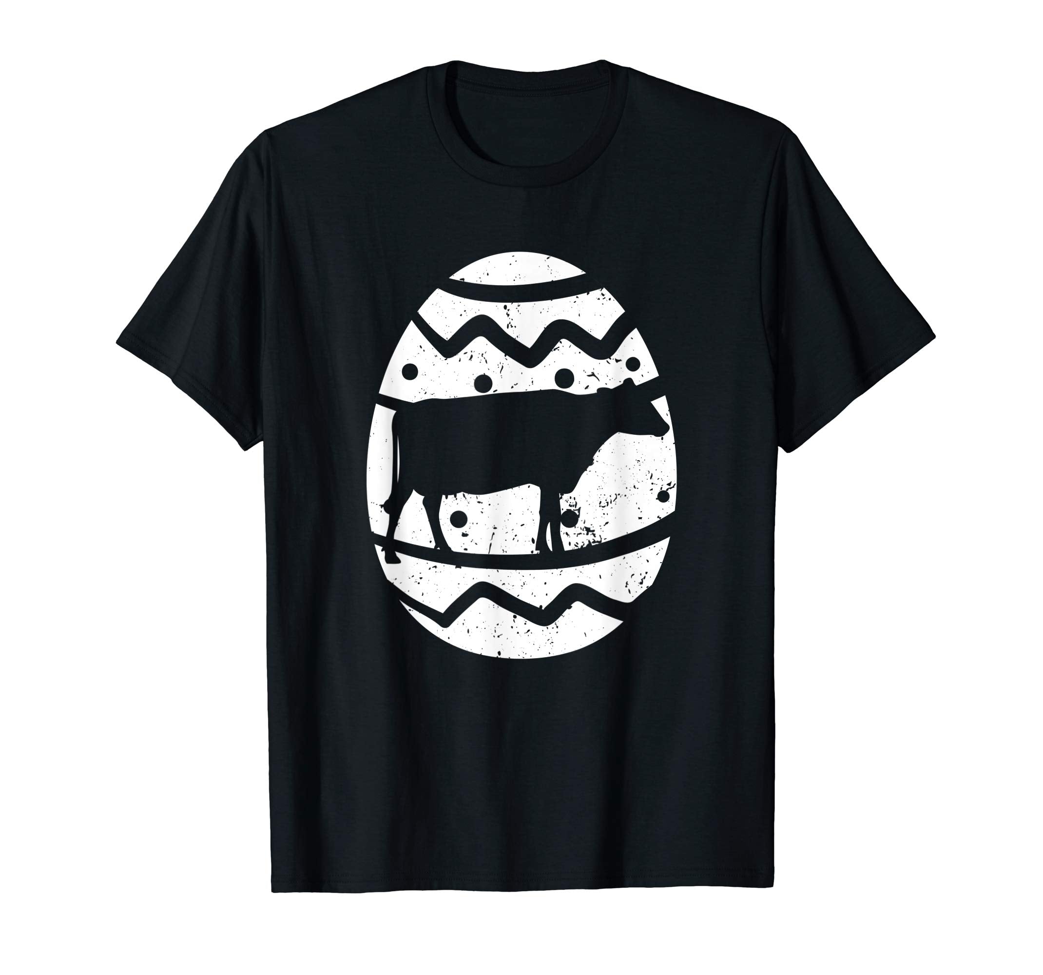 Vintage Cow Happy Easter Egg T-Shirt Bunny Easter Gift