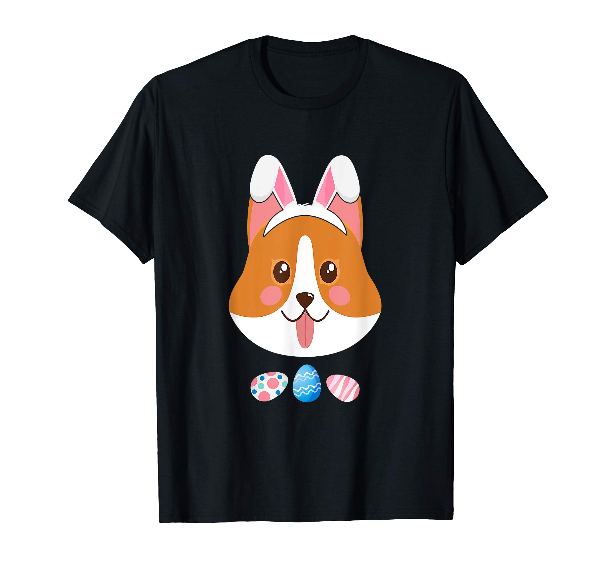 Funny Easter Corgi With Bunny Ears And Eggs T Shirt