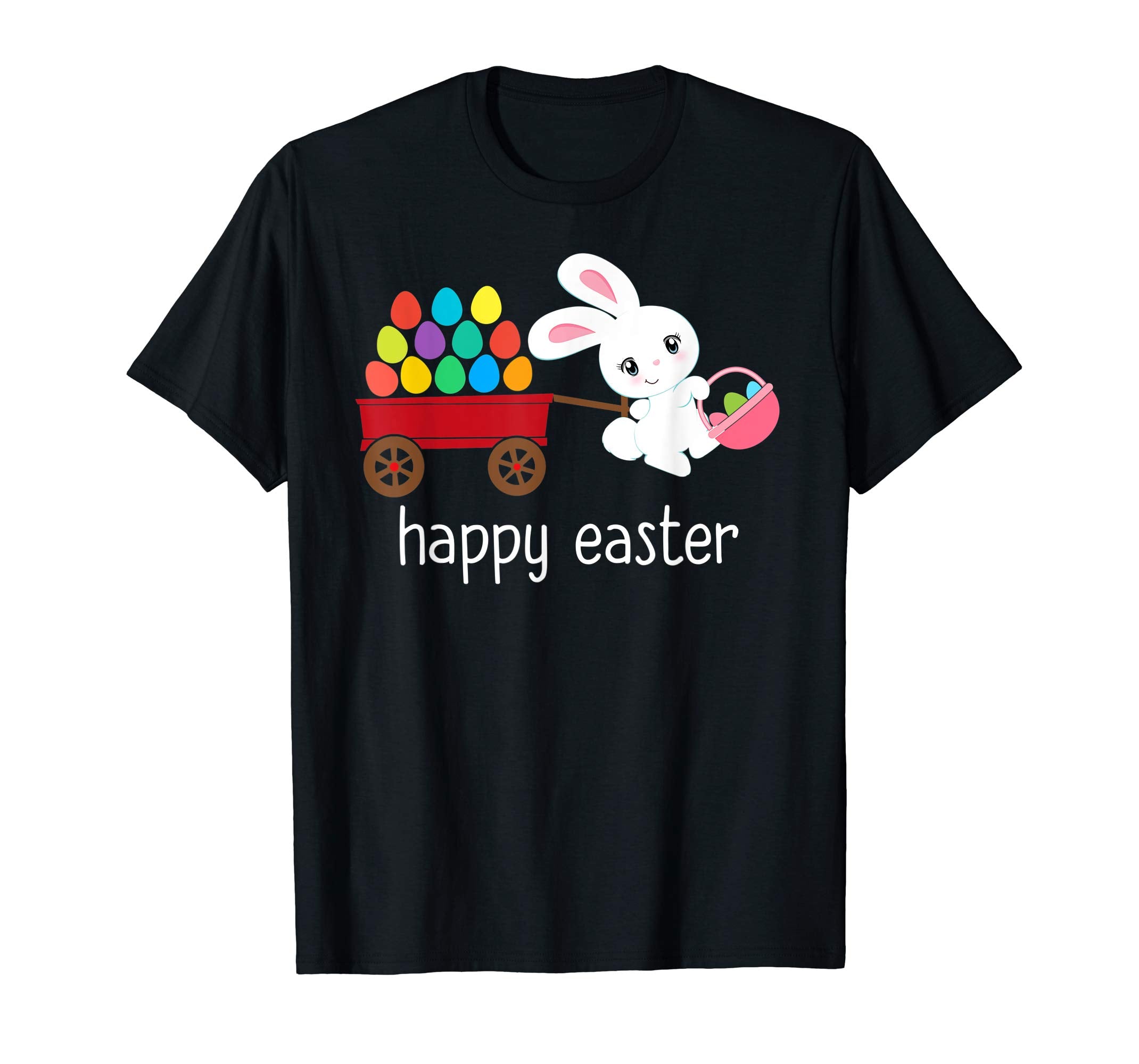 HAPPY EASTER Bunny Egg Hunt Basket Shirt Girls Kids Toddlers