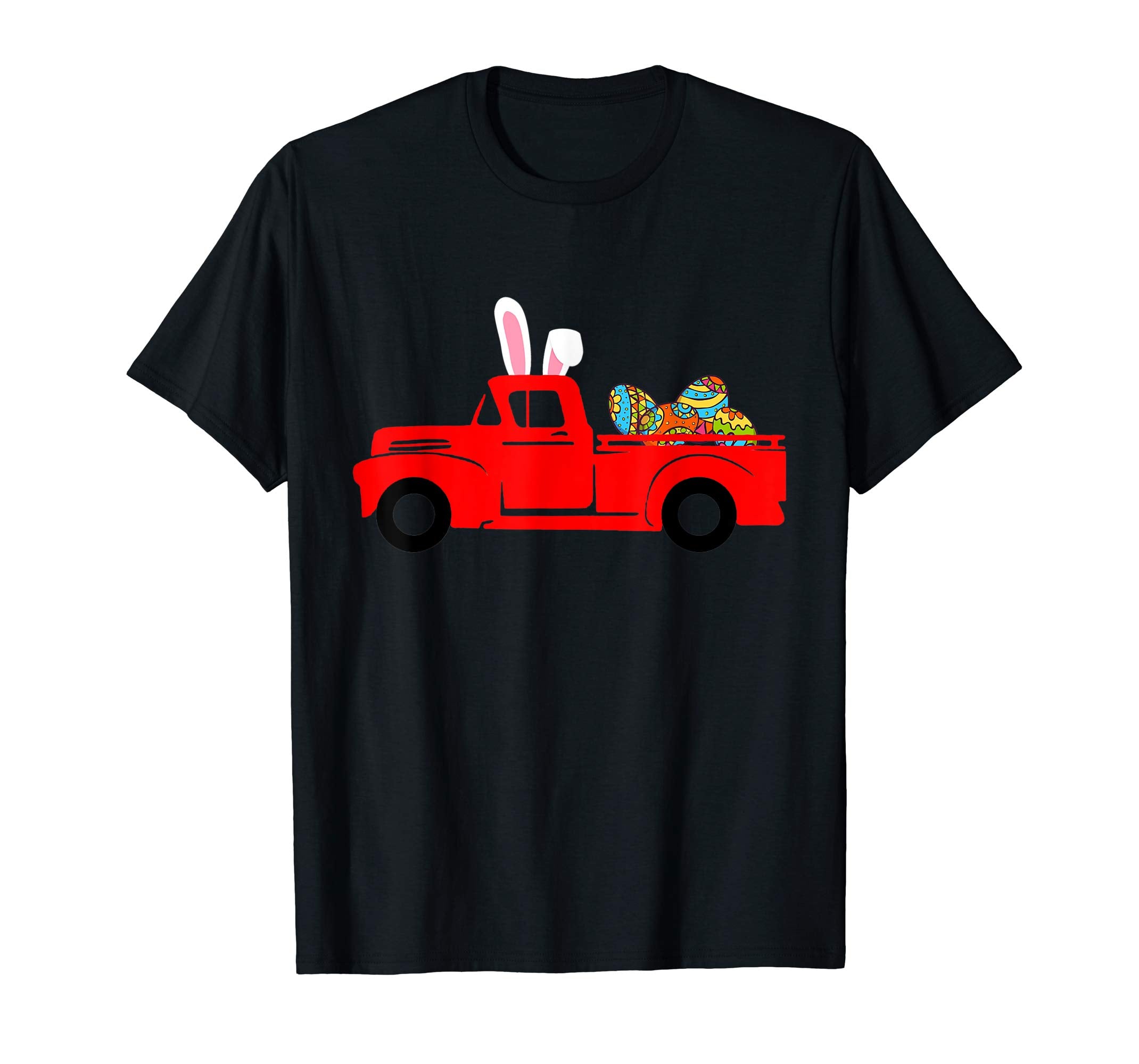 Red Old Truck Egg Hunting Easter Bunny Ear Headband T-Shirt