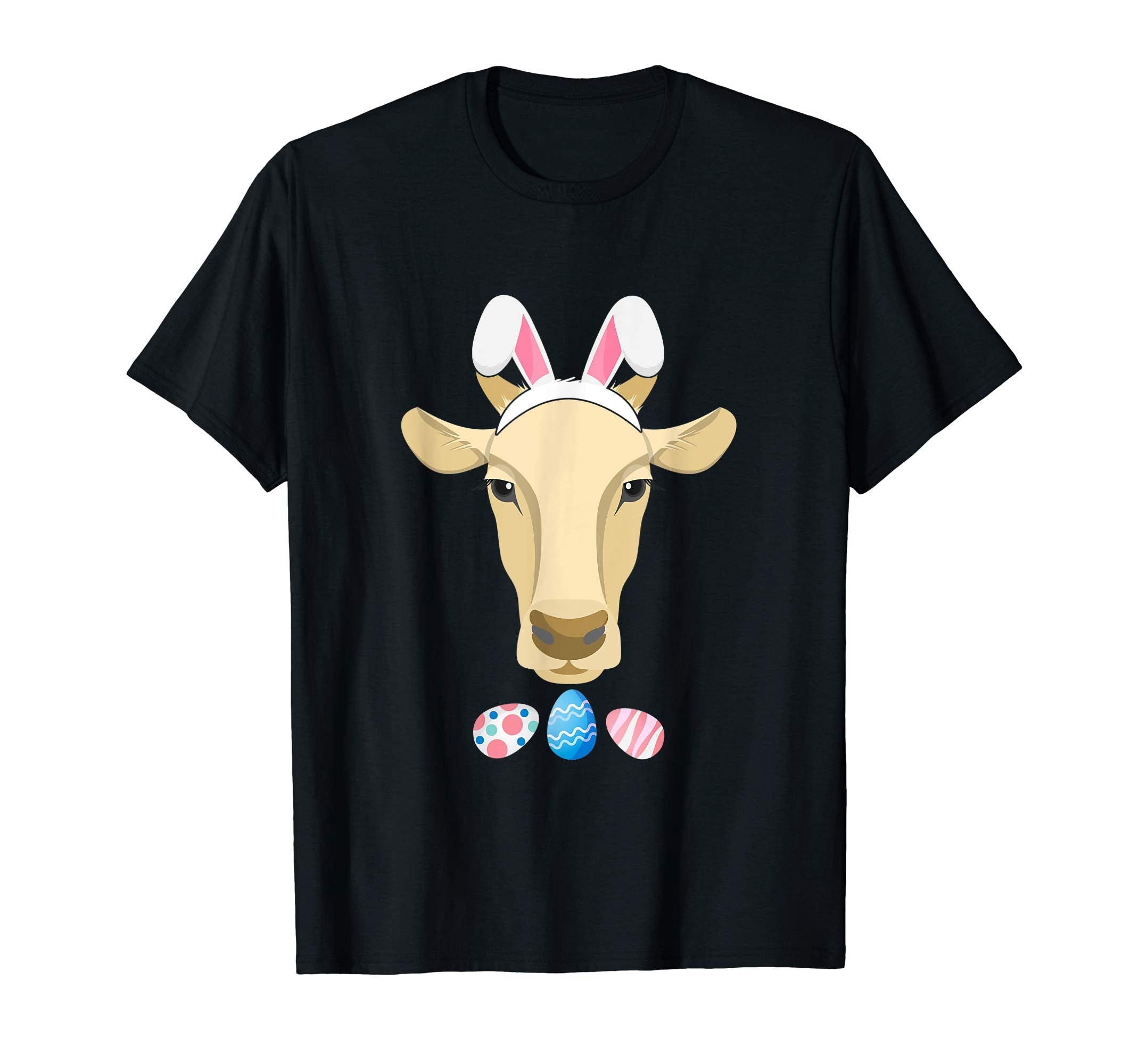 Funny Easter Cow With Bunny Ears And Eggs T Shirt