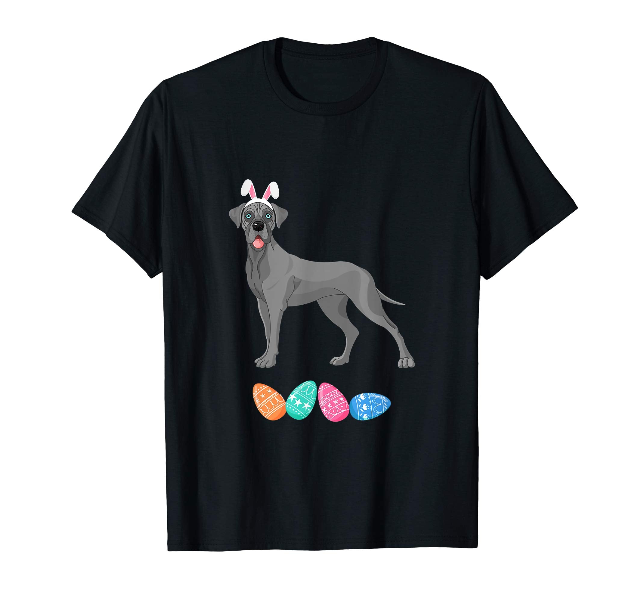 Funny Easter Great Dane With Bunny Ears And Eggs T Shirt
