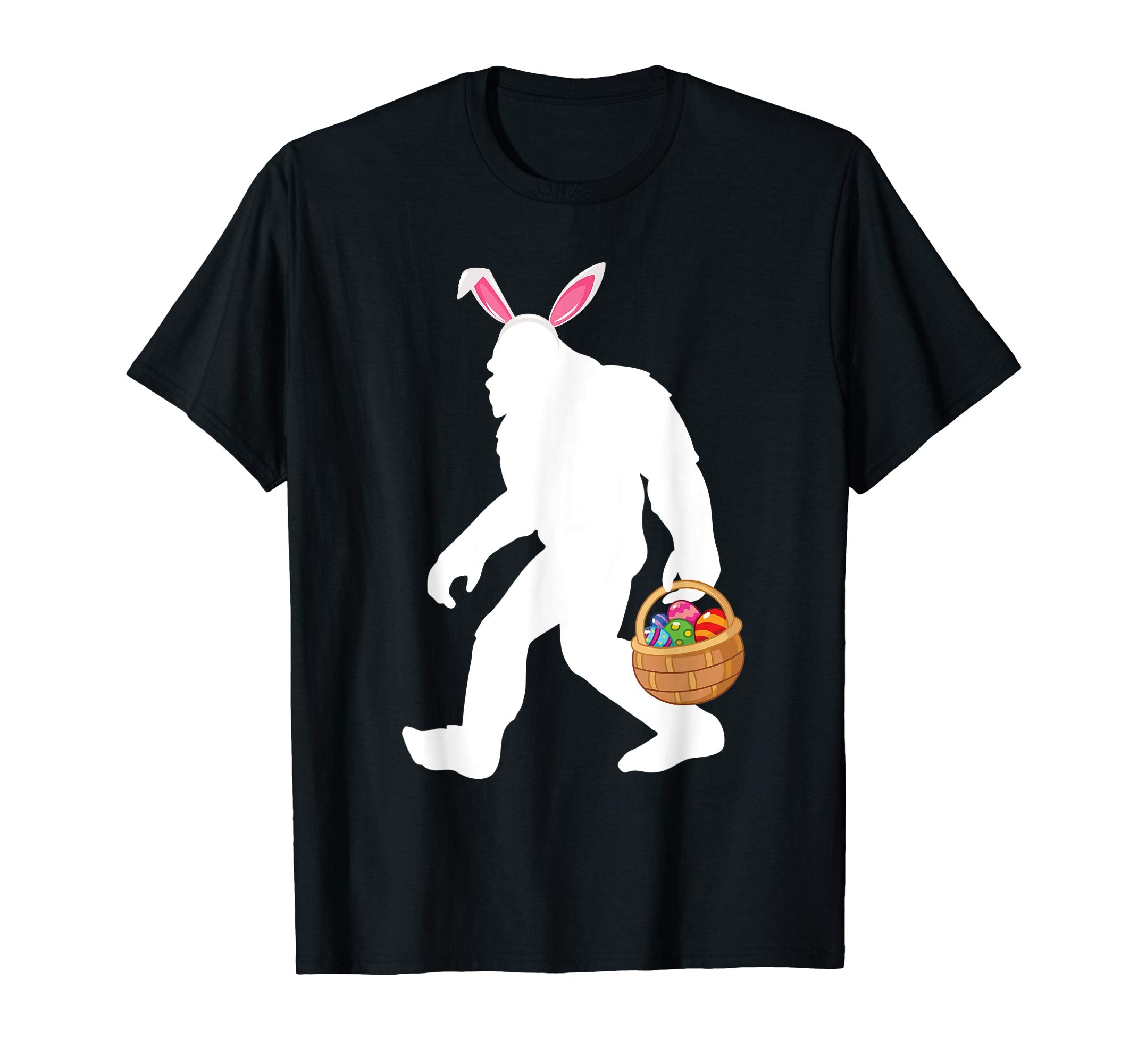 Bigfoot Bunny Face And Easter Eggs Basket Happy Easter Shirt