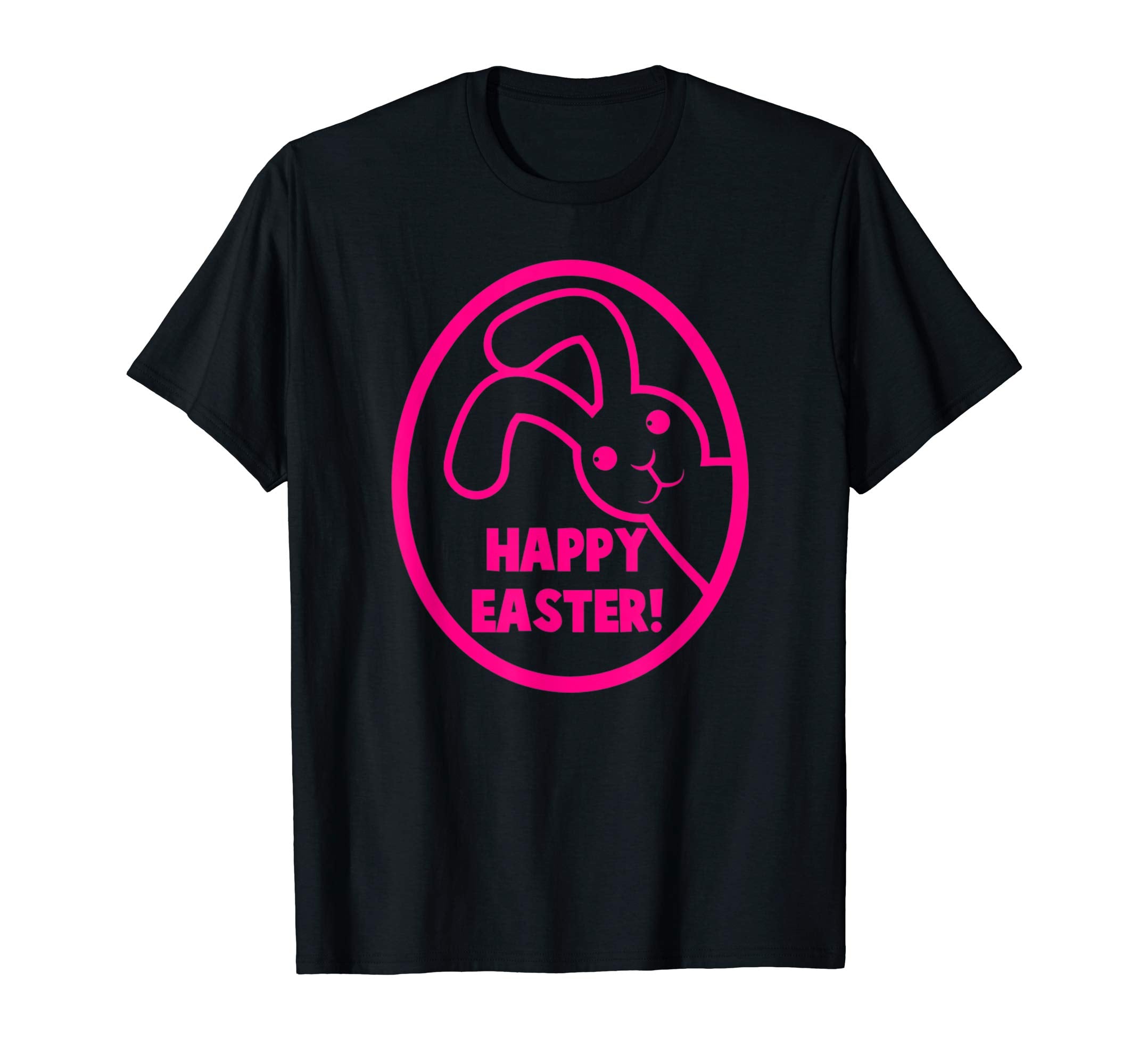 Tee HAPPY-EASTER in a circle with a bunny rabbit cute tshirt