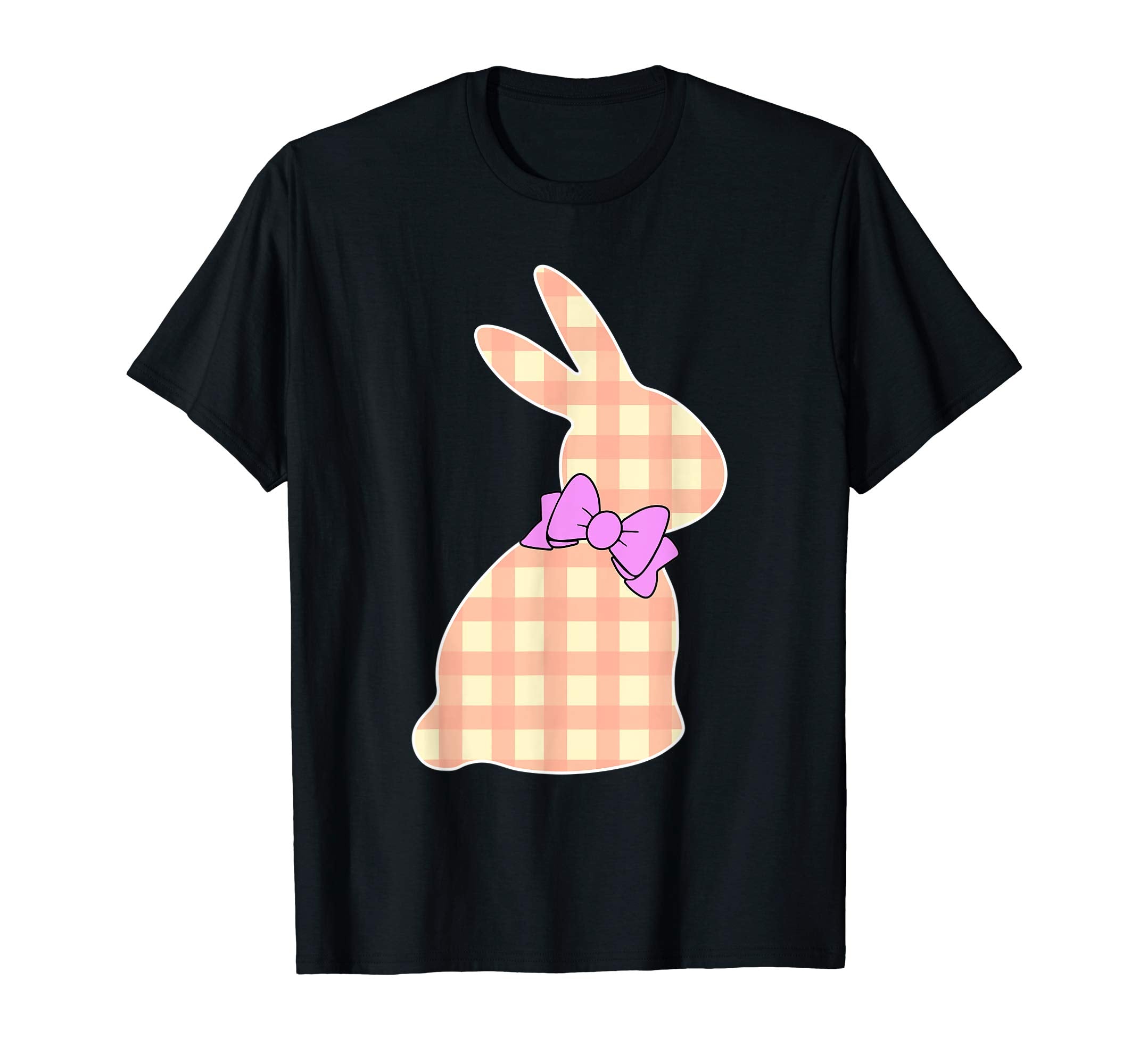 Happy Easter Buffalo Plaid Bunny Bow Boys Girls Kids T Shirt