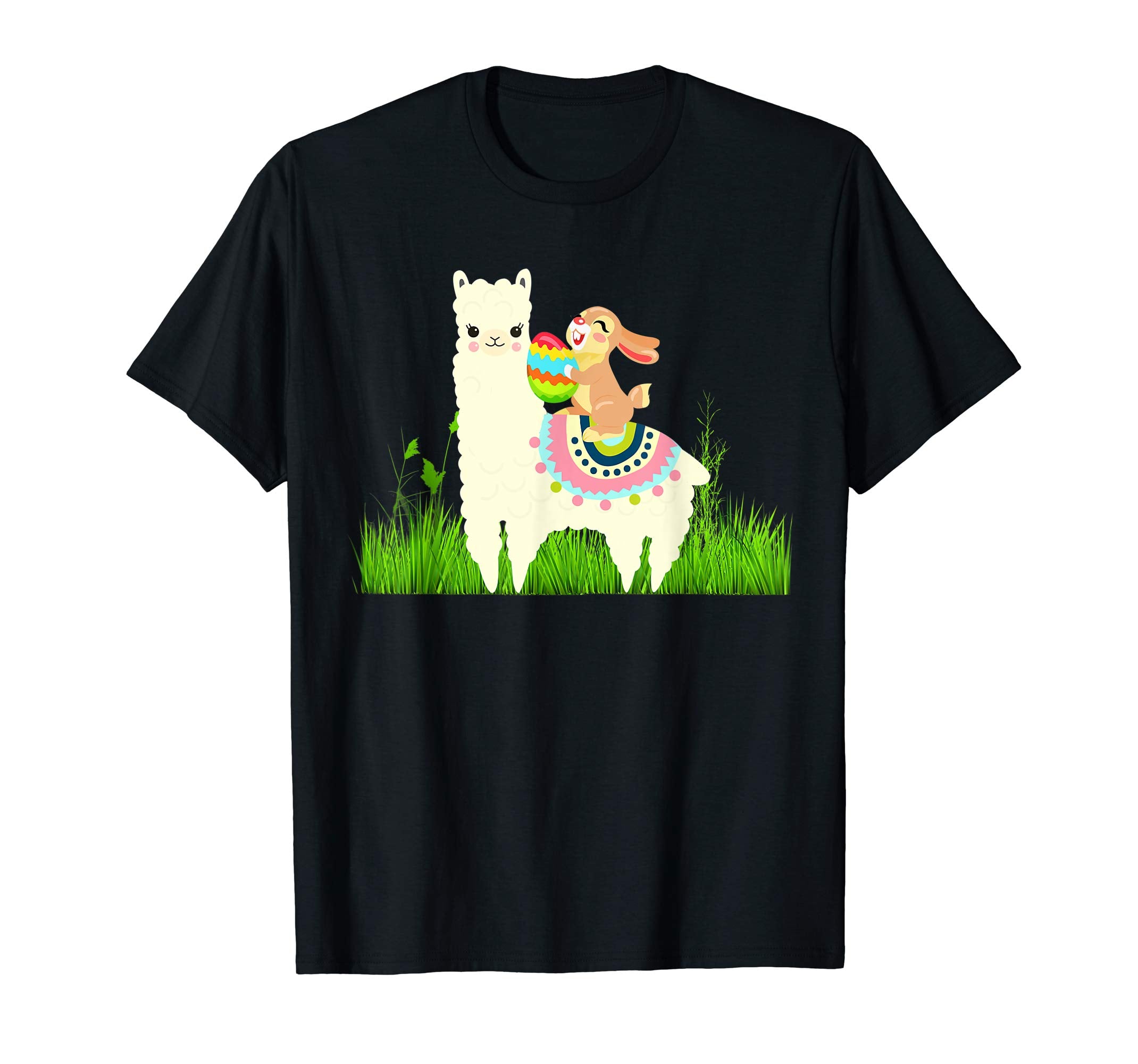 Cute Bunny riding Llama with Eggs Easter T shirt