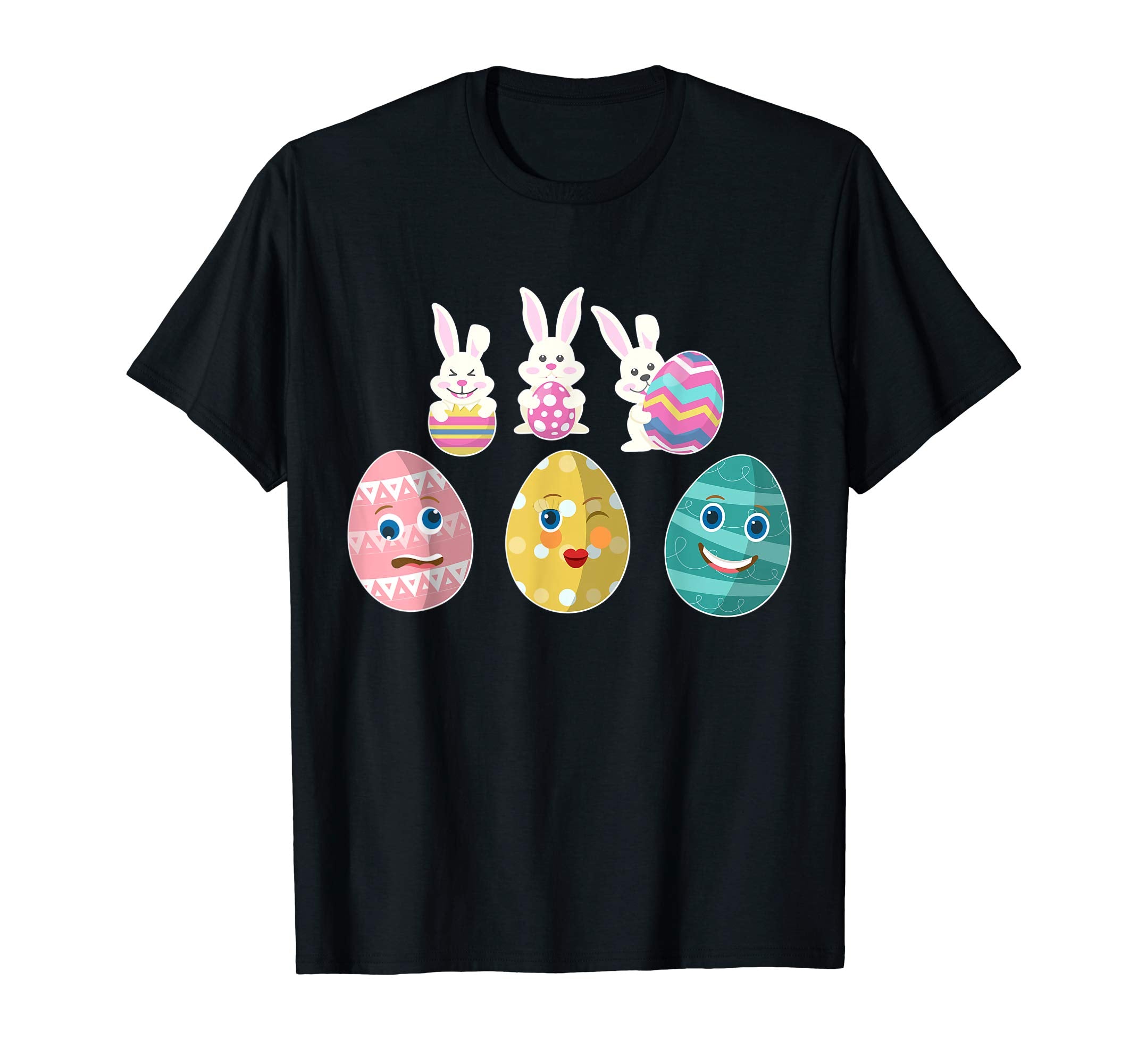 Bunnies Playing Easter Eggs Faces Happy Easter Day Shirt