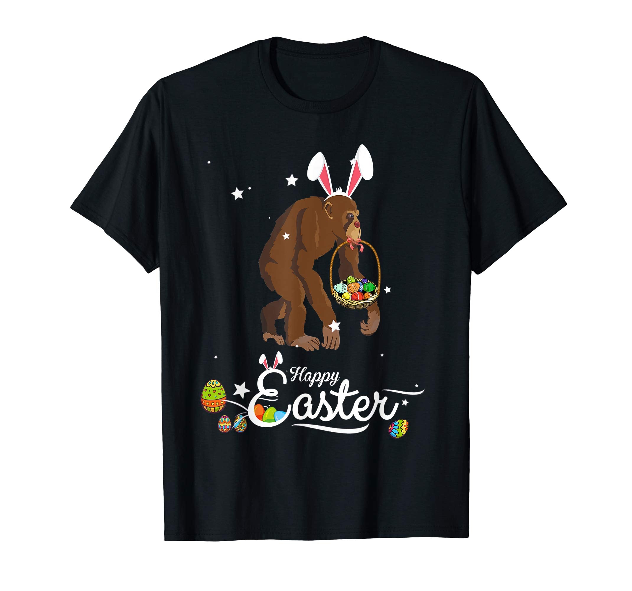Cute Easter Monkey with Bunny Ears and Eggs T Shirt