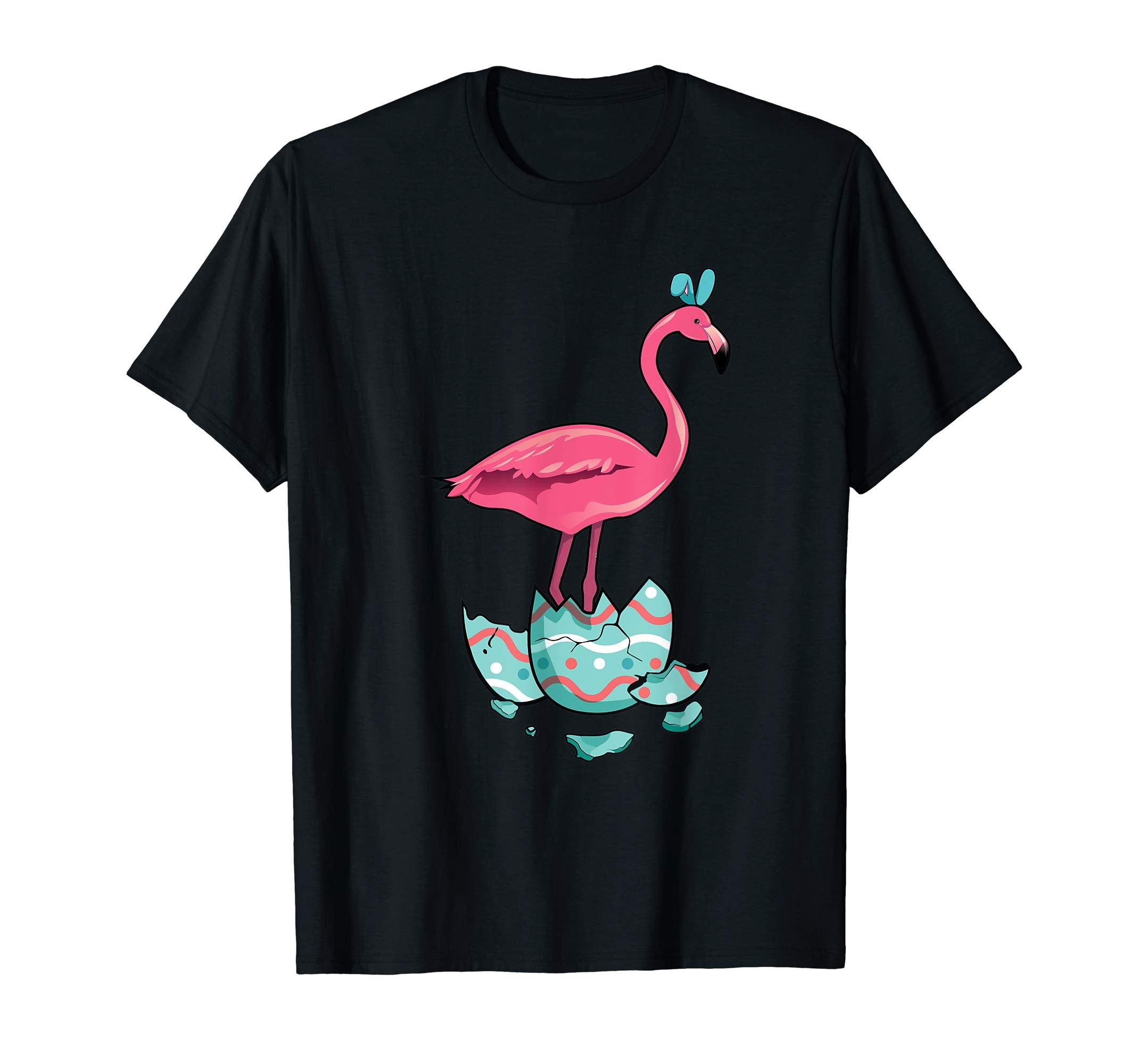 Funny Pink Flamingo Girls Easter Egg Bunny T-Shirt