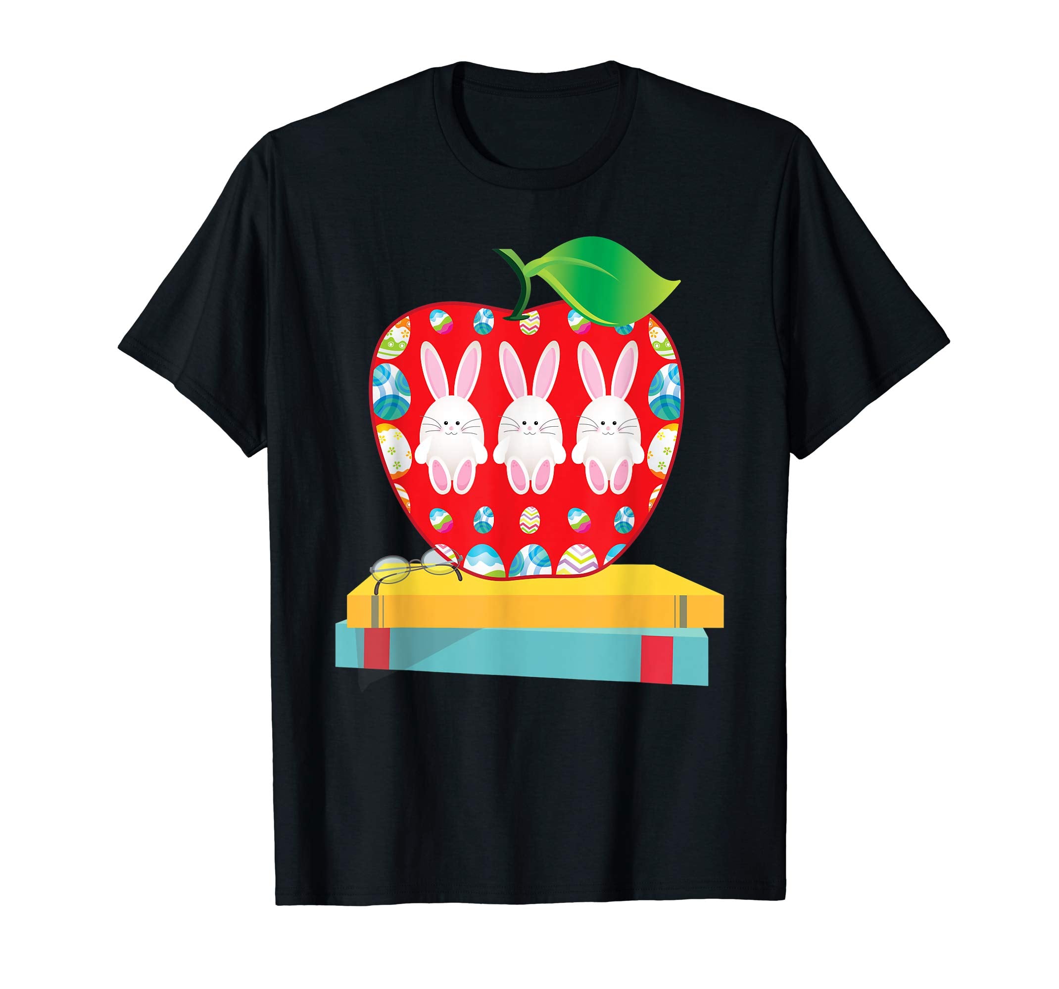 Apple Bunny Teacher I Love My Bunnies Easter Day T-Shirt Boy