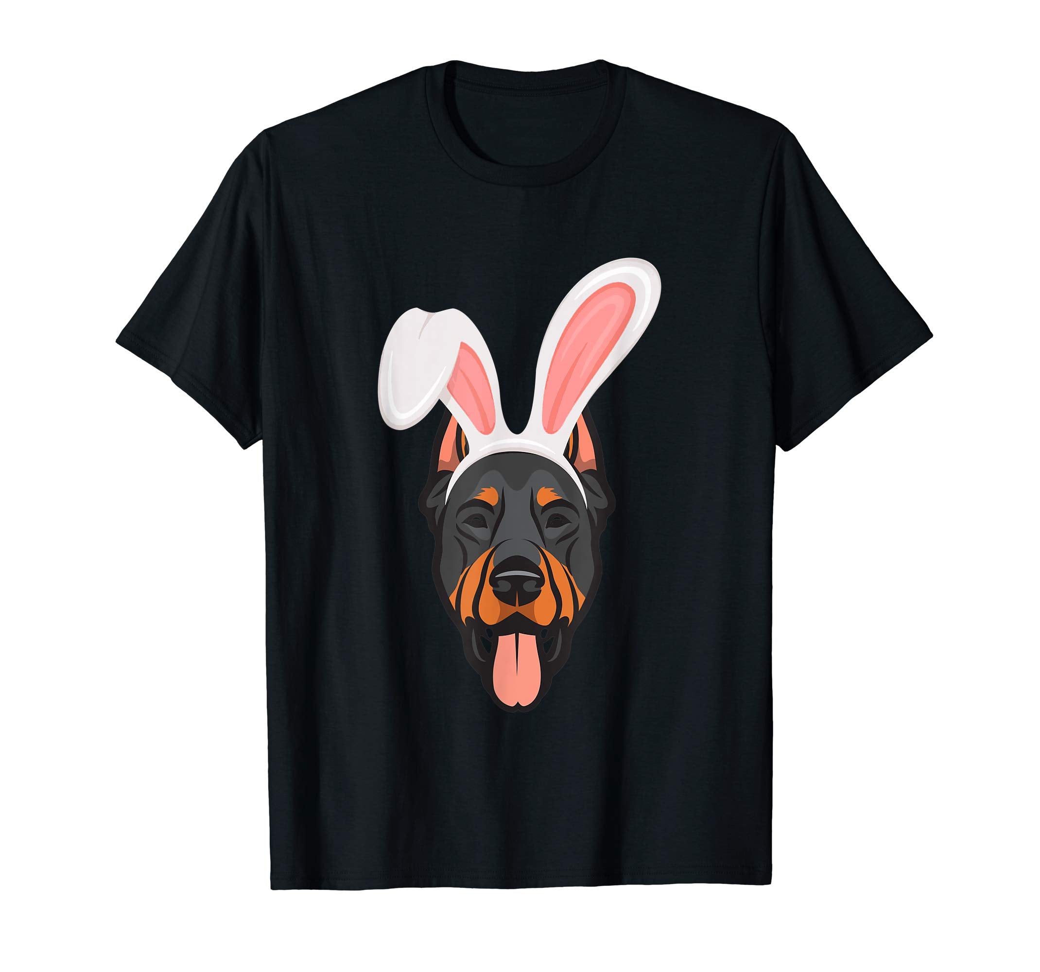 Dobermann Dressed As Easter Bunny With Rabbit Ears T-Shirt