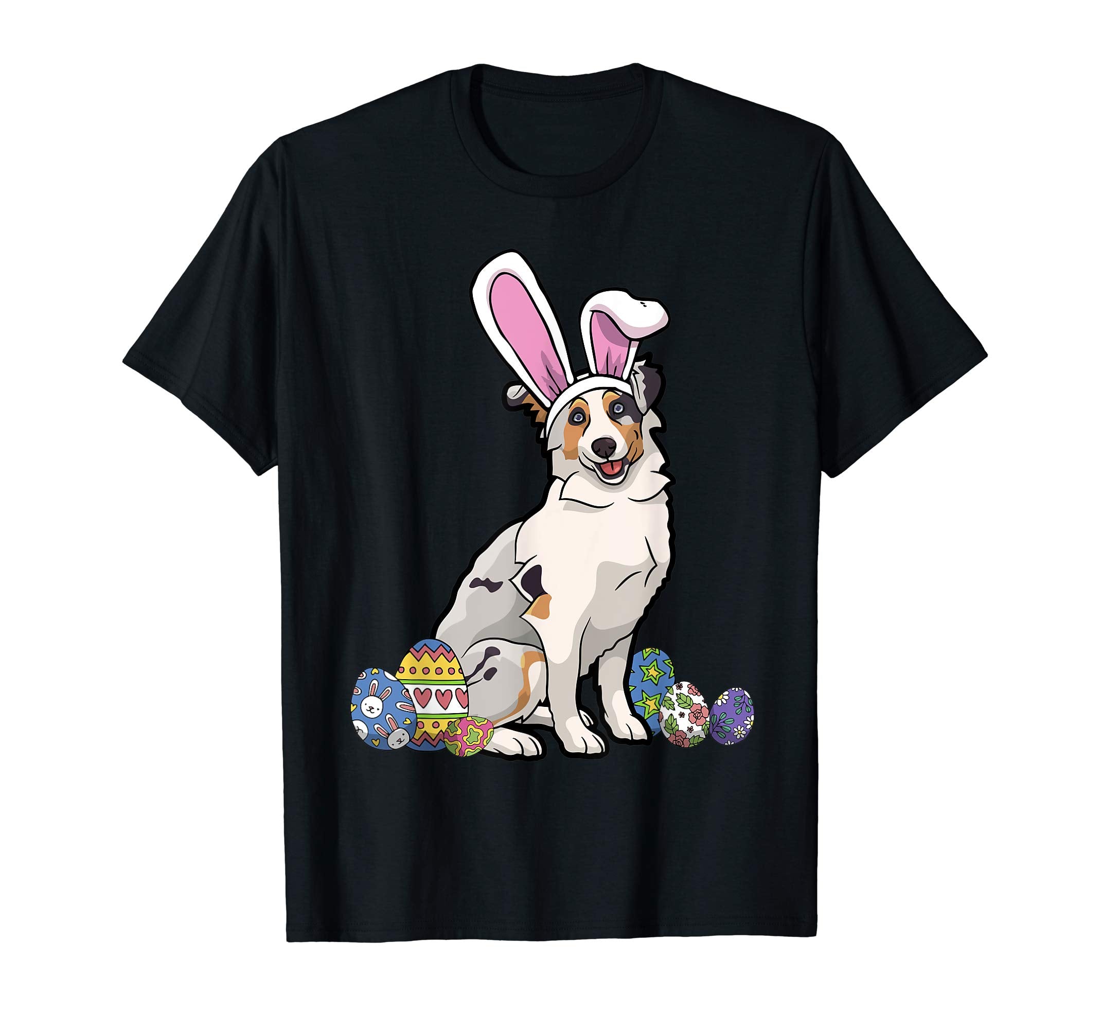 Australian Shepherd Dressed Easter Bunny Rabbit Ears T-Shirt