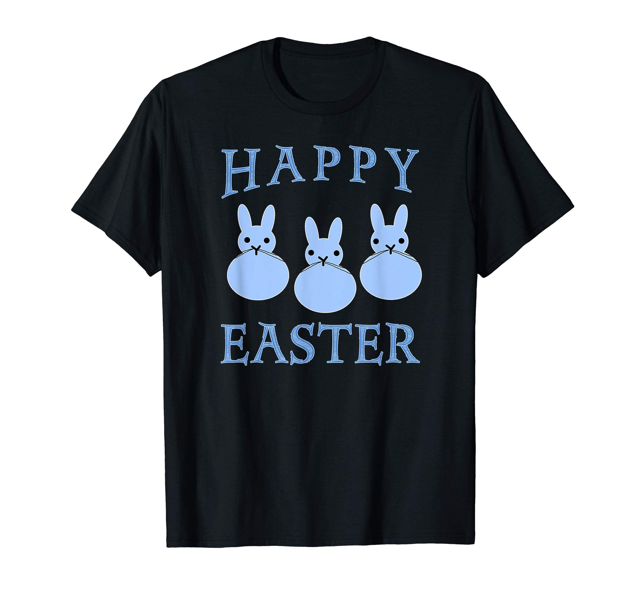 HAPPY EASTER T-shirt THREE BUNNIES BLUE