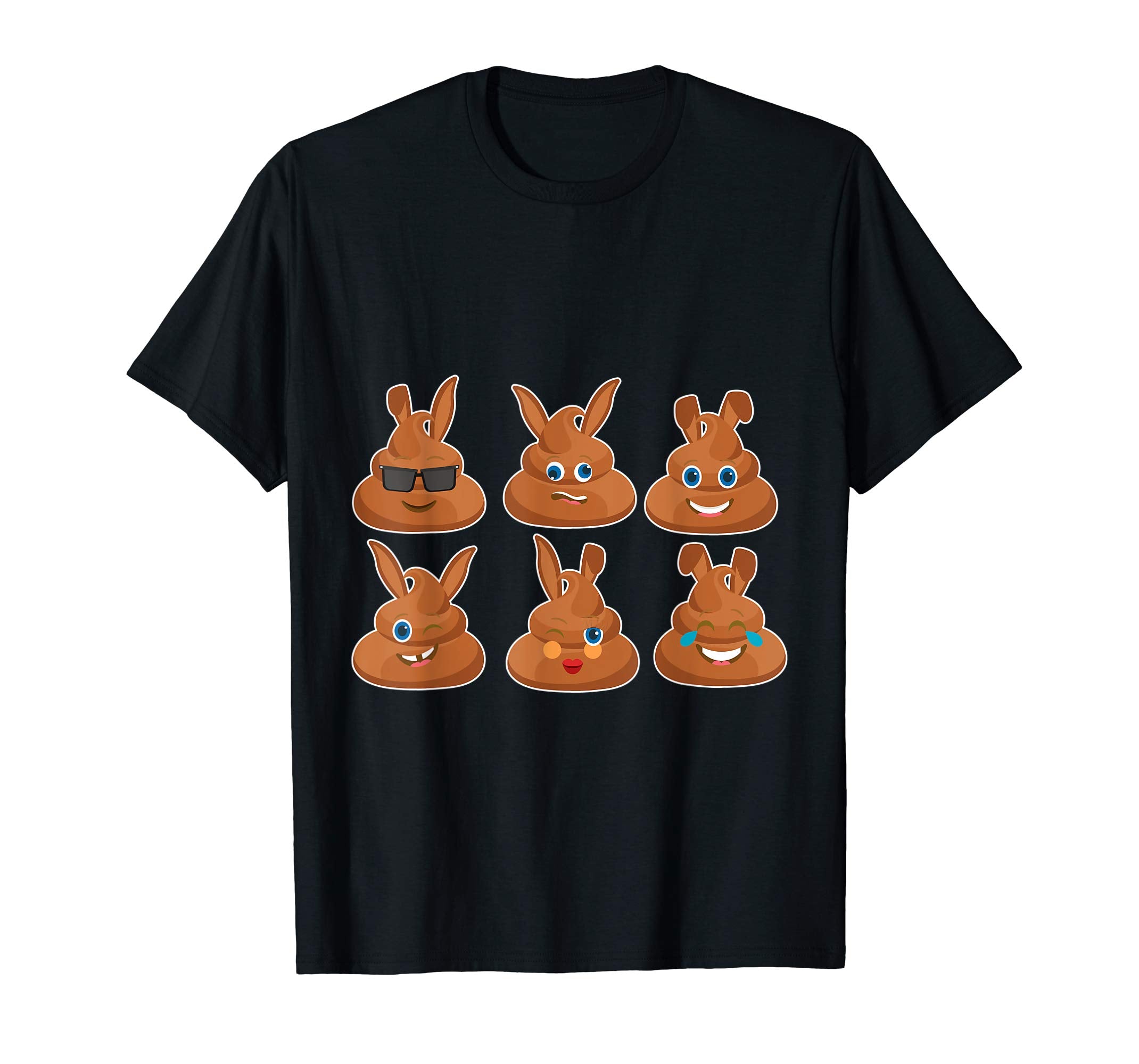Cool Six Bunny Poops Emotion Faces Happy Easter Day Shirt