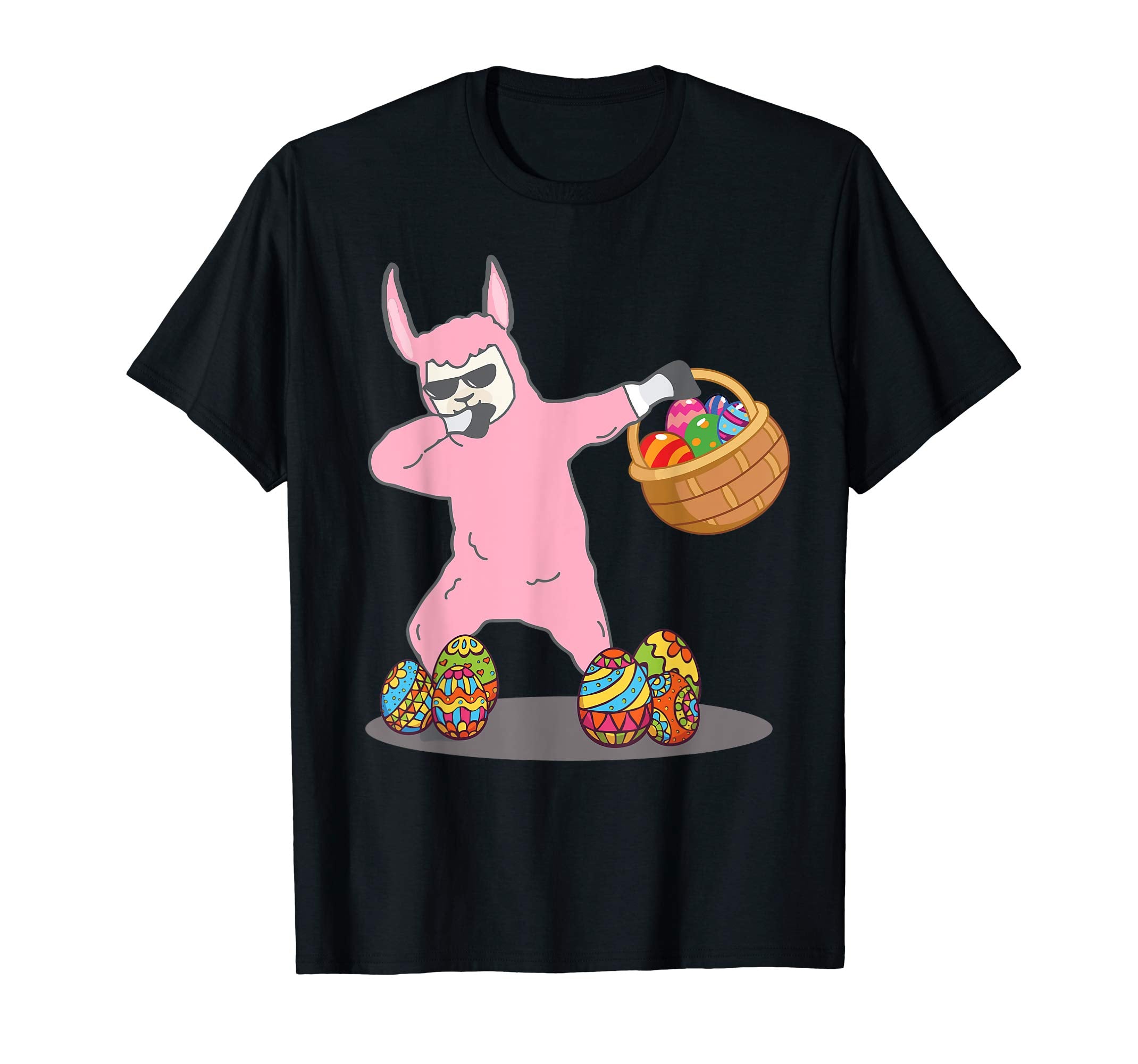 Cute Dabbing Llama Easter Bunny Egg Basket T-Shirt Gifts