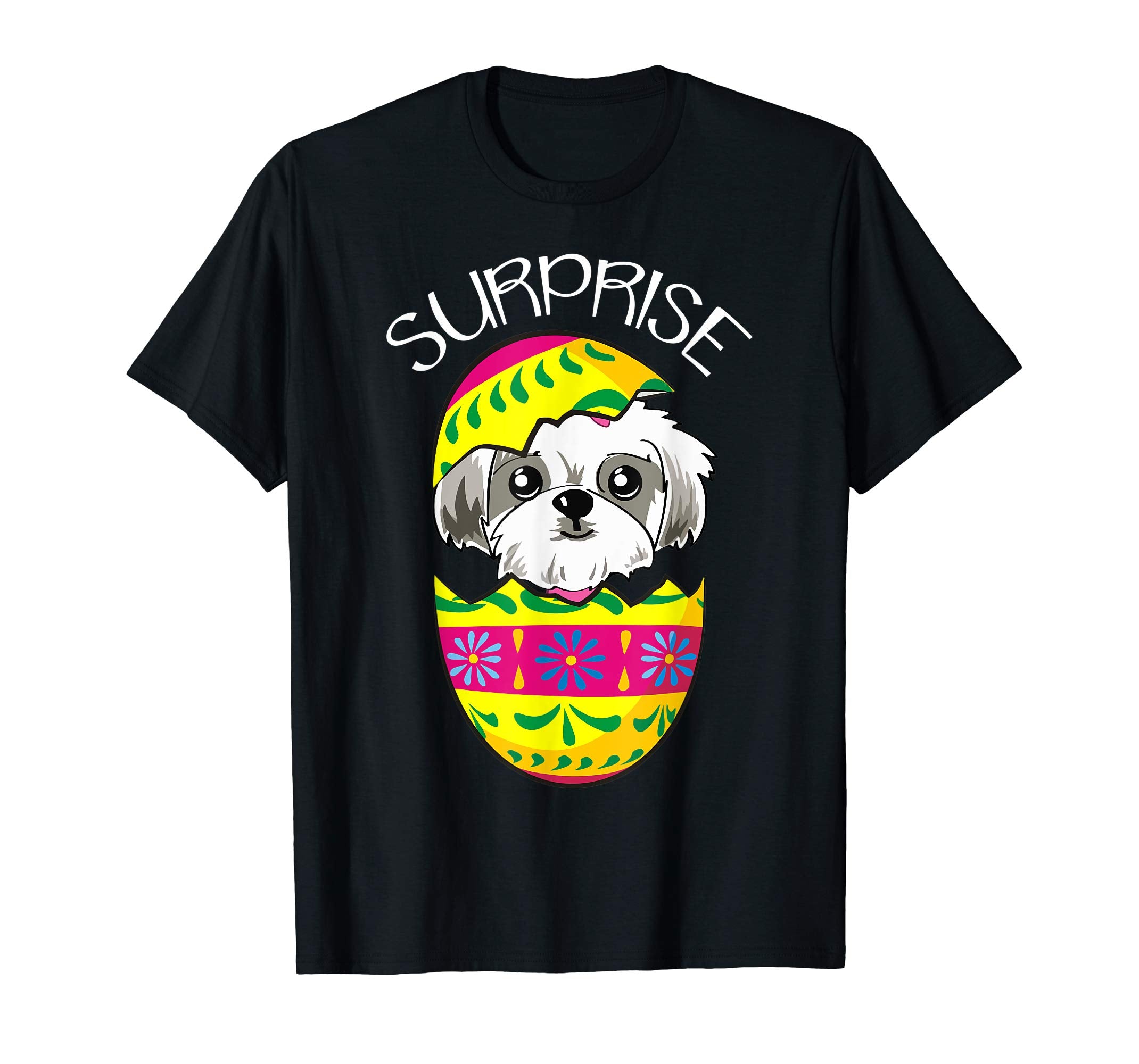 Funny Cute Puppy Shih Tzu Hatches Easter Egg Easter T-Shirt