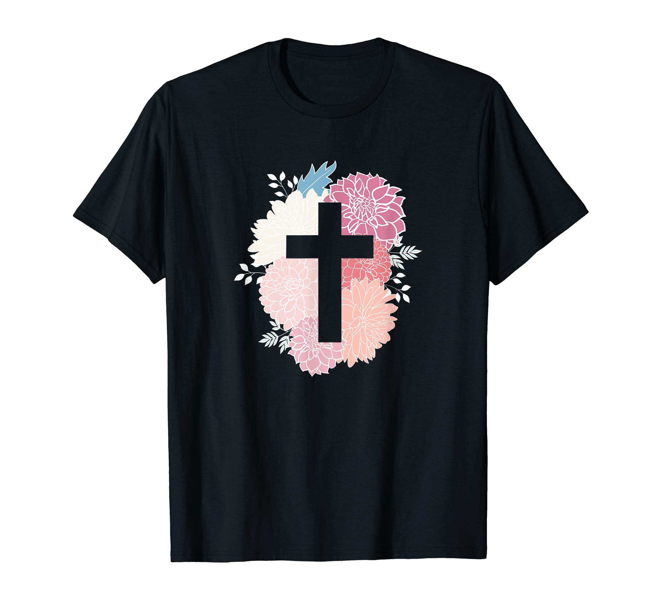 Floral Flower Cross Easter Faith T-Shirt Christian