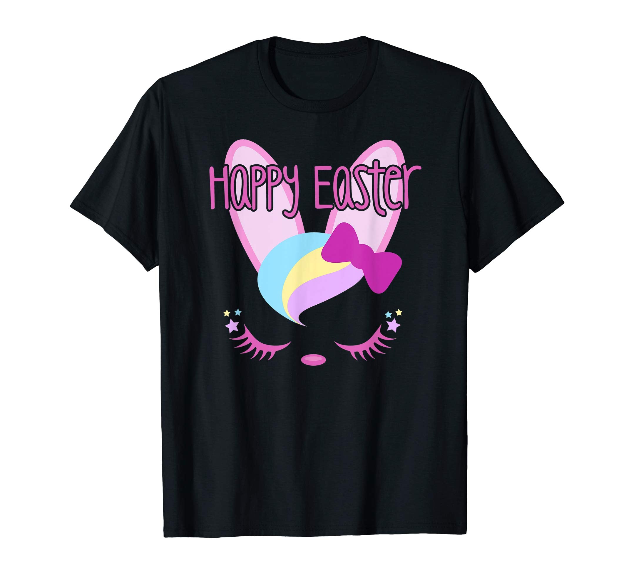 Bunny Face HAPPY EASTER Shirt Girls Kid Toddler Love Bunnies