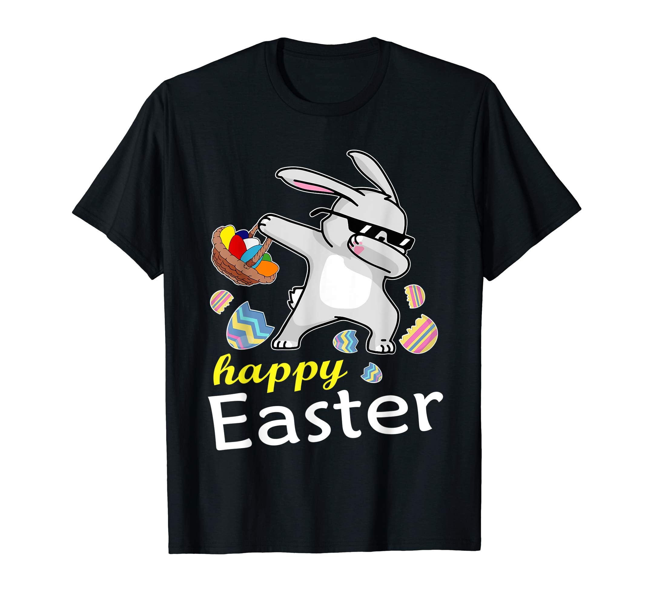 Bunny Rabbit &amp; Easter Egg Basket Dabbing Happy Easter Shirt