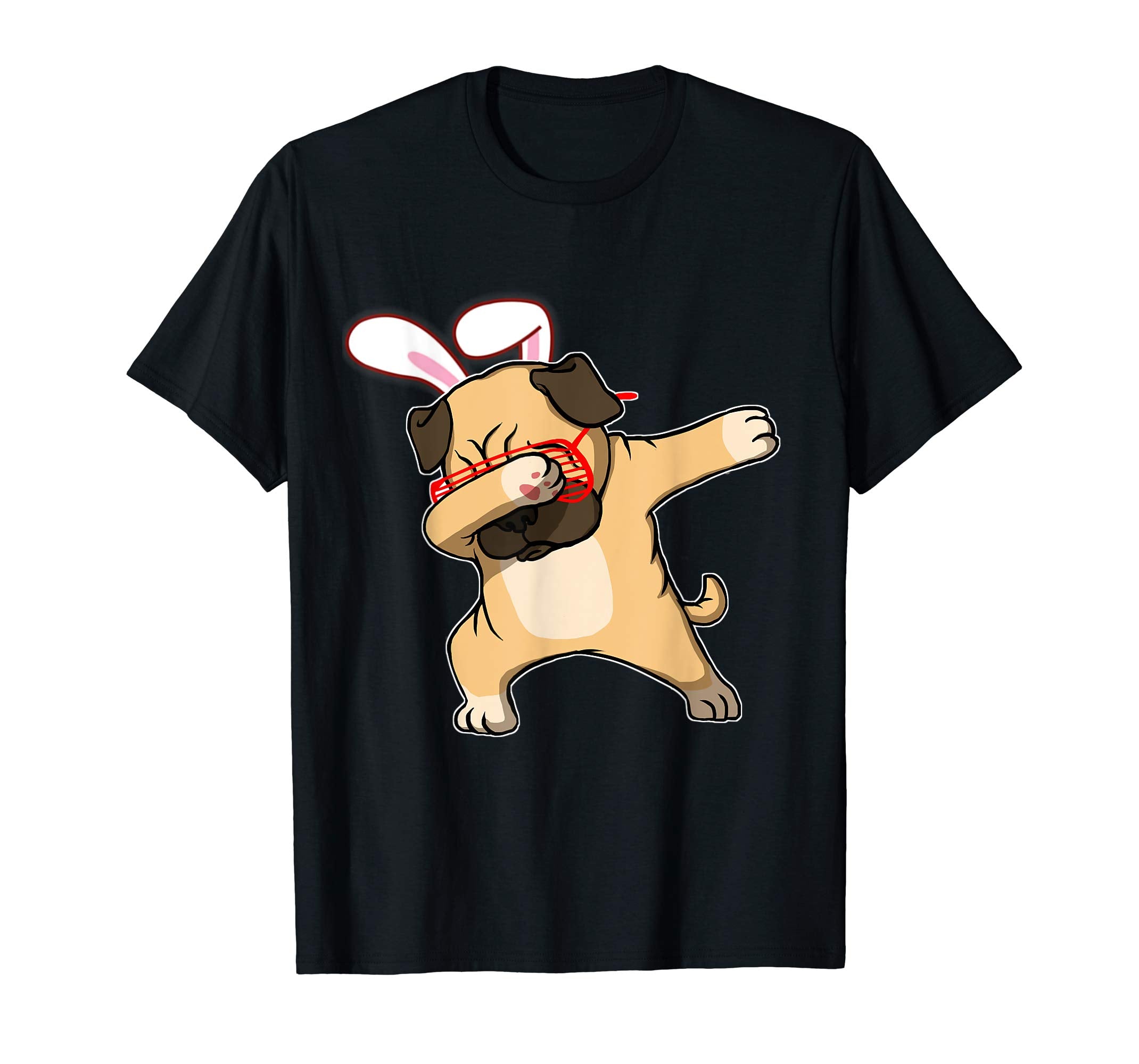 Easter Bunny Dabbing Pug Dog Tshirt Rabbit Ears Animal Gift