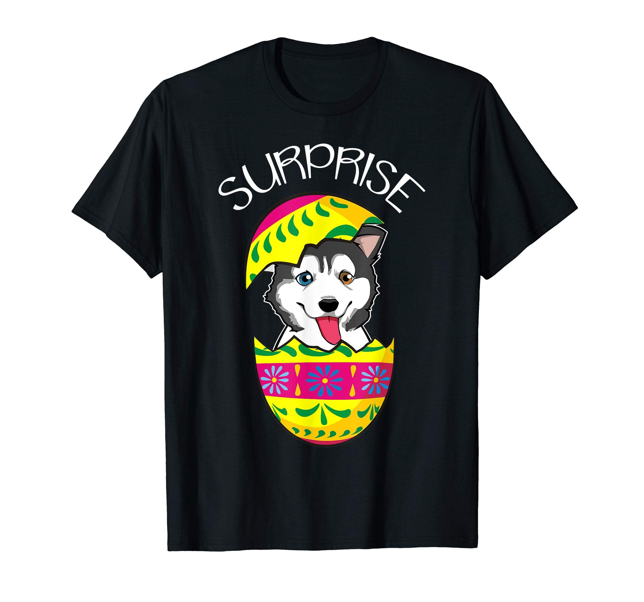 Cute Puppy Siberian Husky Hatches Easter Egg Easter T-Shirt