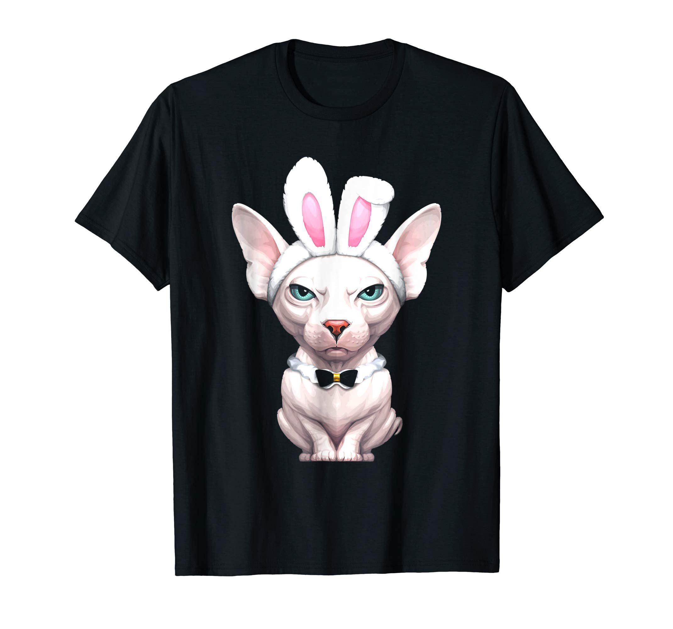 White Sphynx Cat in the Easter Bunny Costume T-Shirt