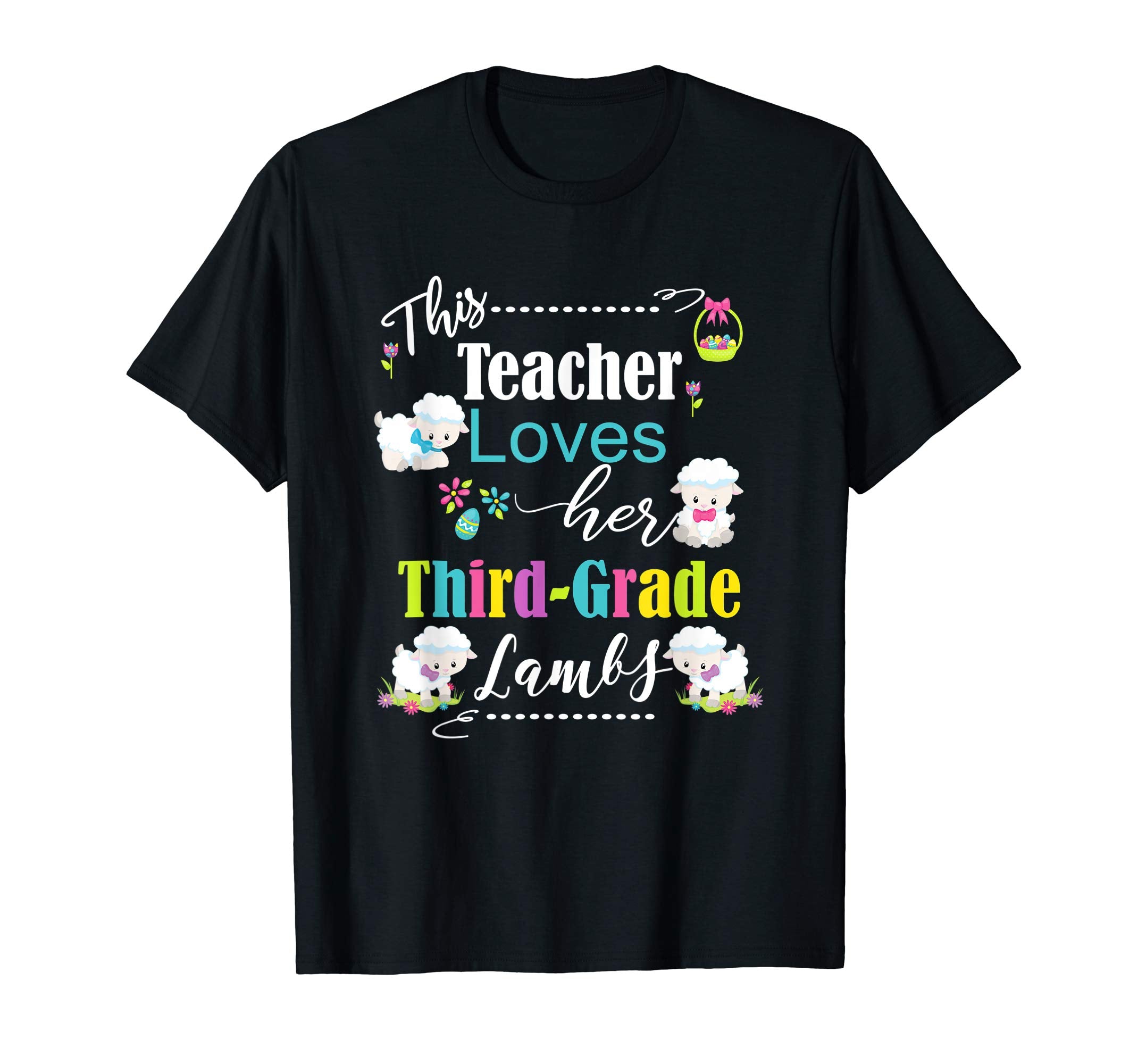 Third Grade Teacher Easter School Shirt Cute Love My Lambs