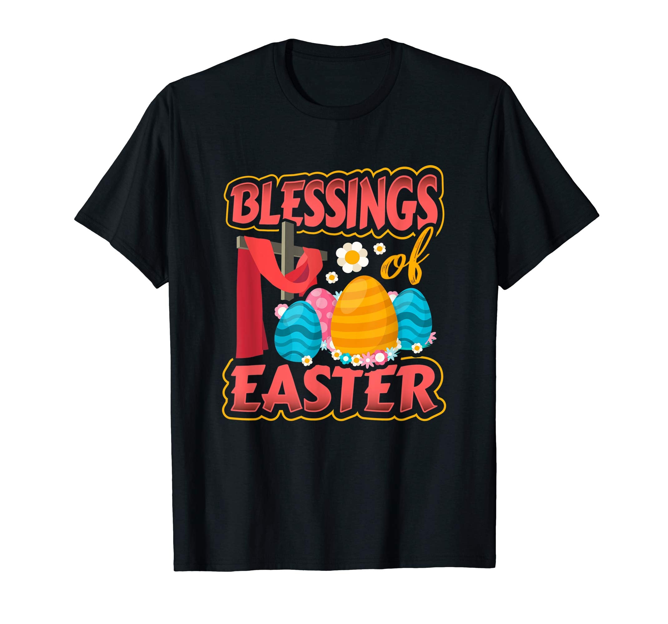 Mens Blessing of Easter Jesus Cross Eggs Spring T-Shirt