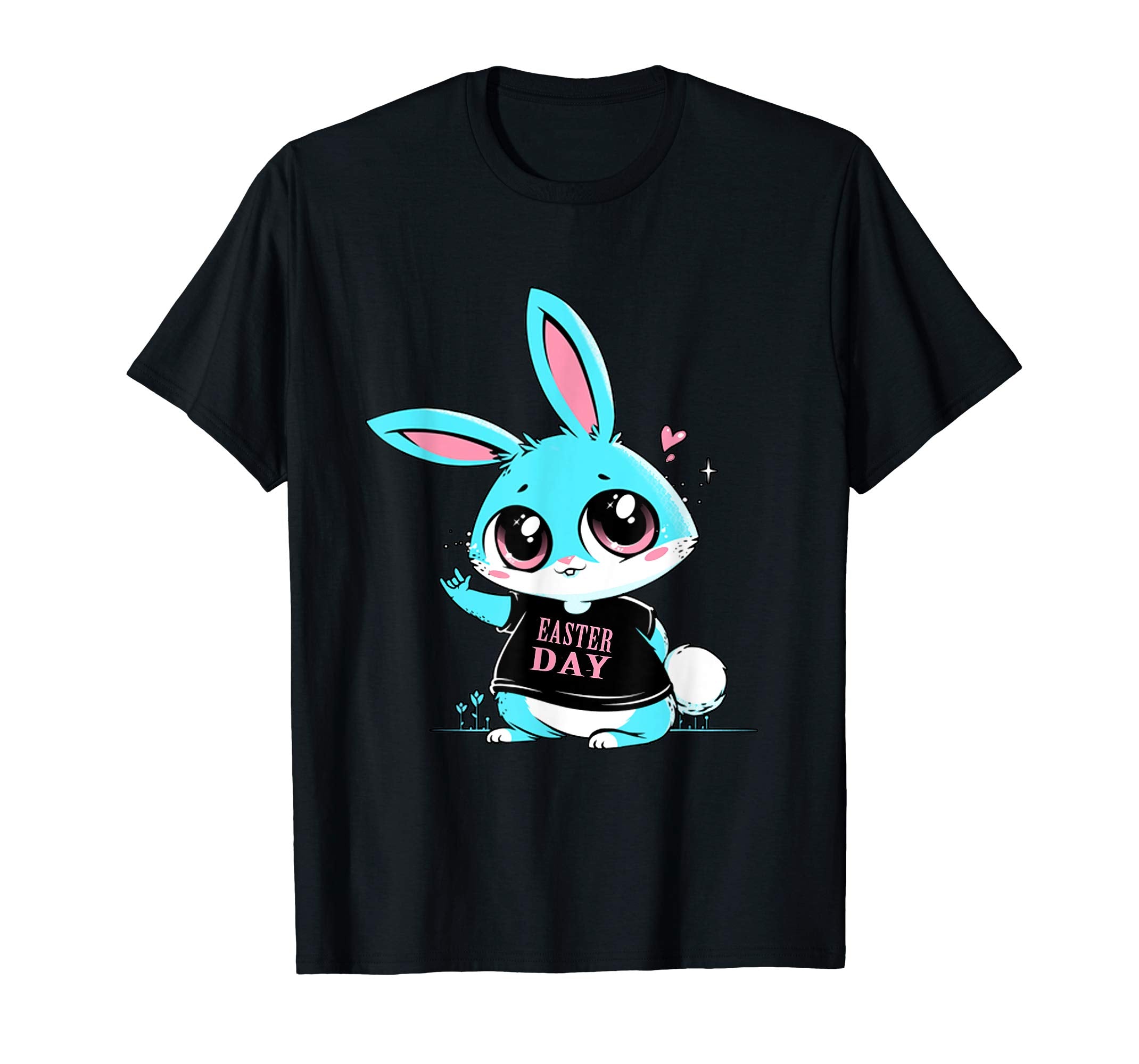 Blue Cute Bunny Rabbit Lover Happy Easter Day Heart Shirt