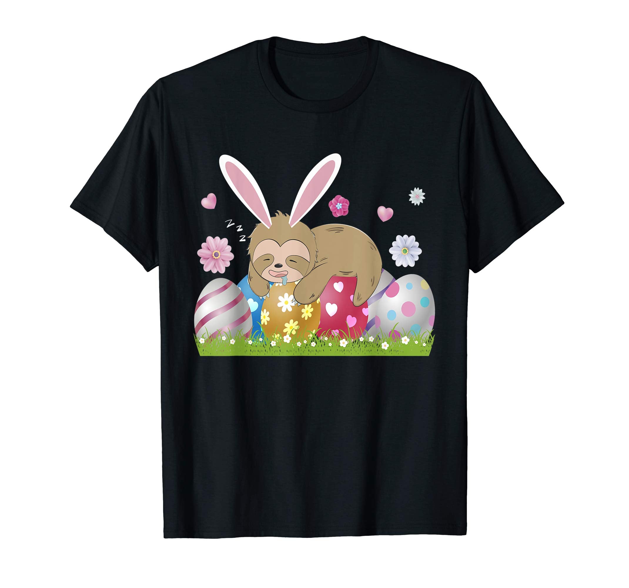 Sloth Easter Day Bunny Ear Egg Easter Shirt Gift Boy Girl