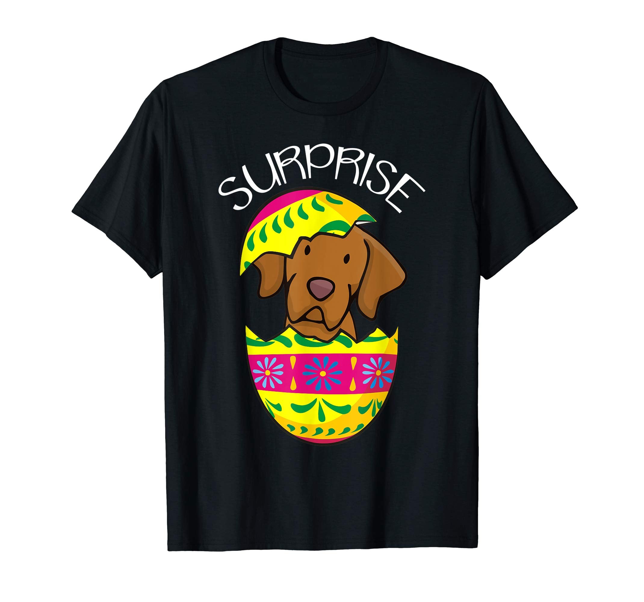Funny Cute Puppy Vizsla Hatches Easter Egg Easter T-Shirt