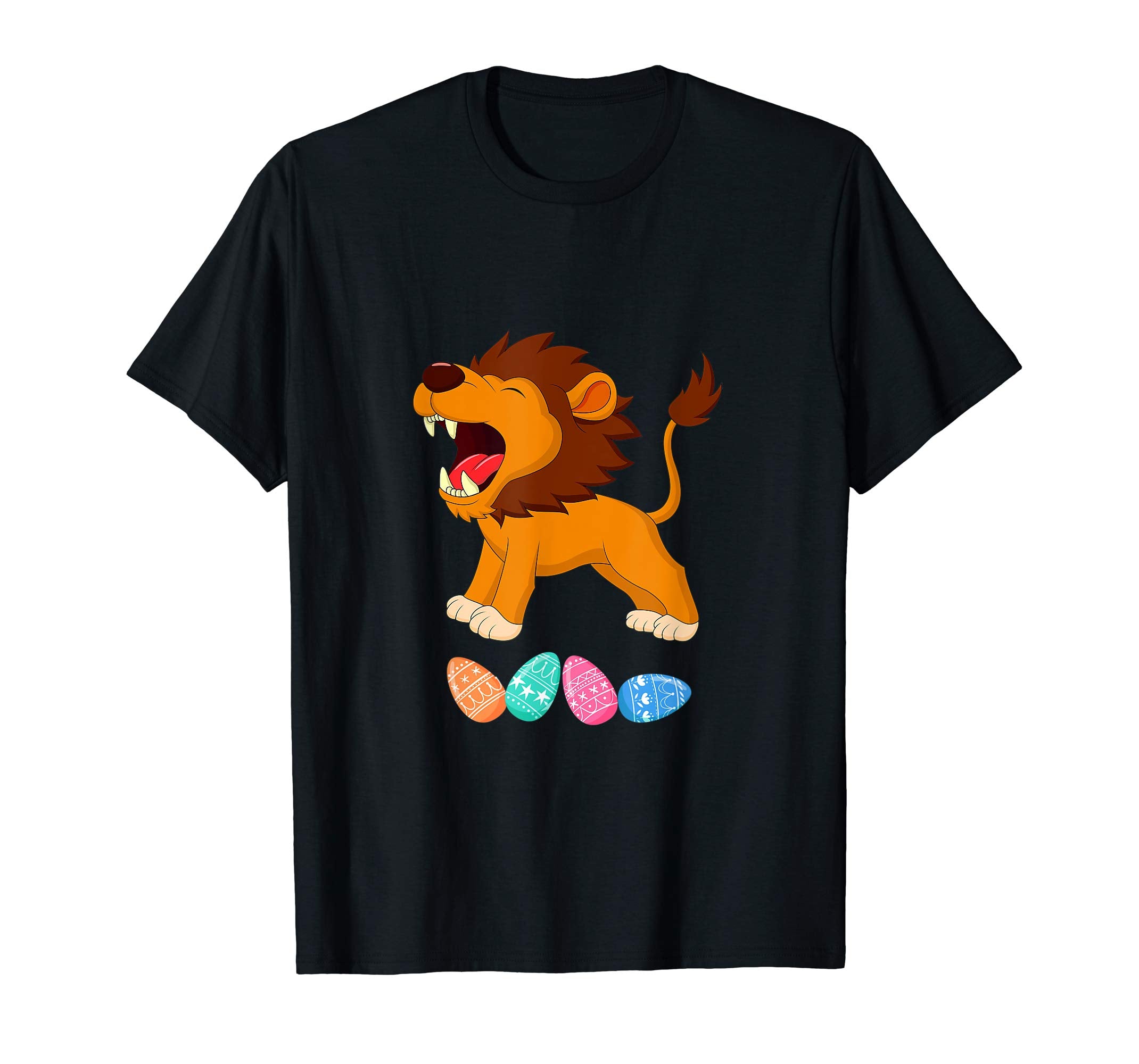 Funny Easter Lion With Bunny Ears And Eggs T Shirt