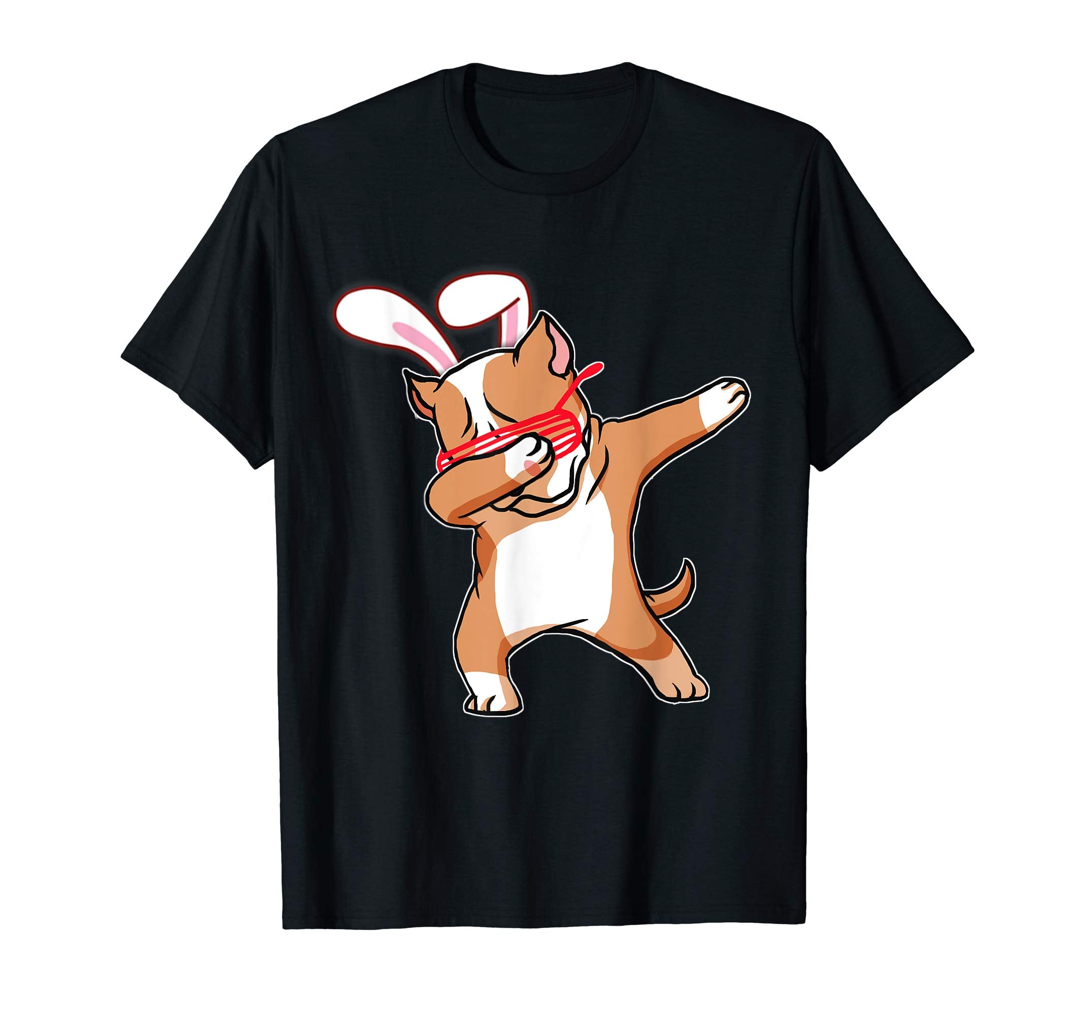 Easter Bunny Dabbing Pitbull Dog Tshirt Rabbit Ears Gift
