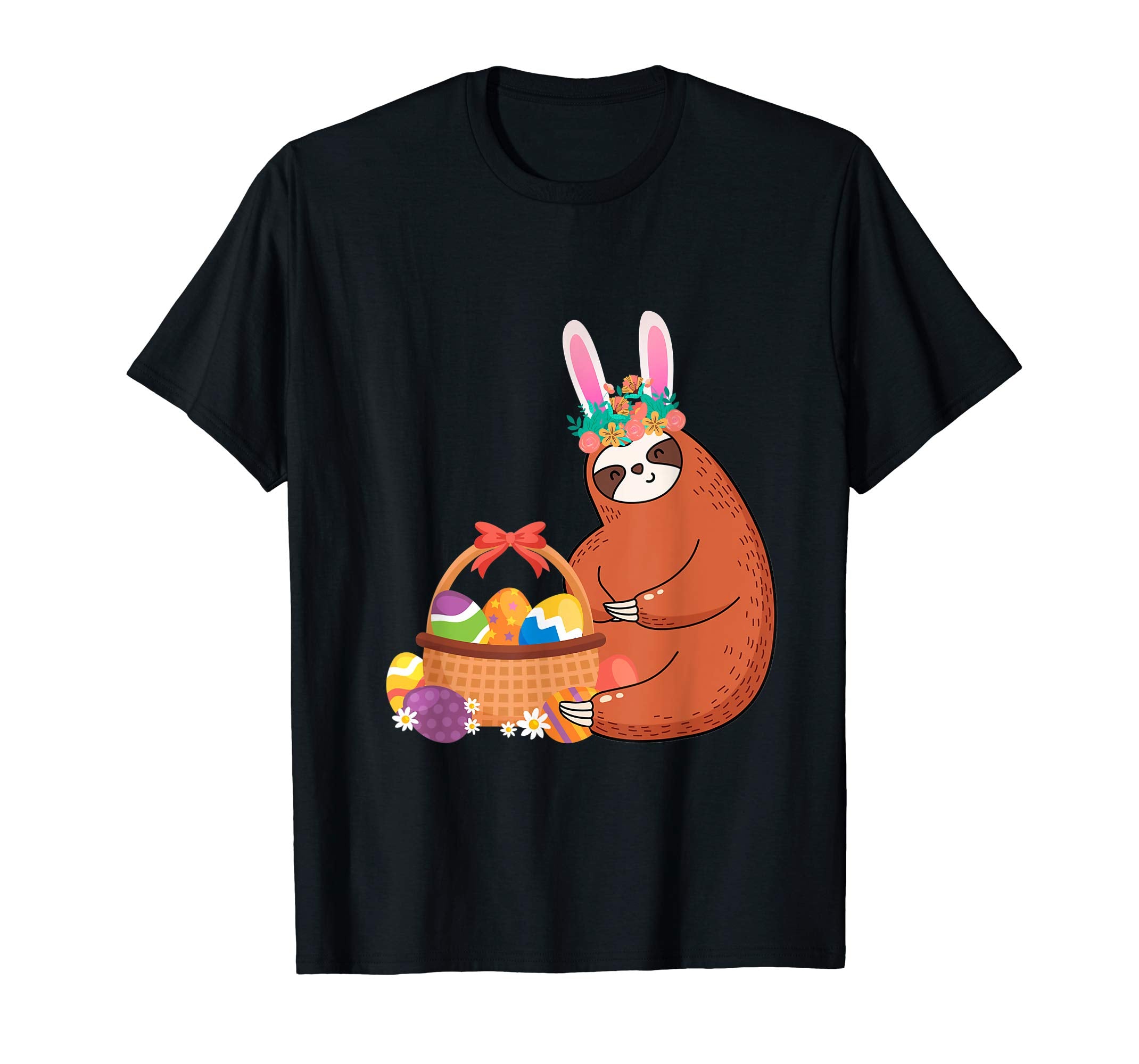 Easter Sloth Shirt Funny Sloth With Bunny Easter And Eggs