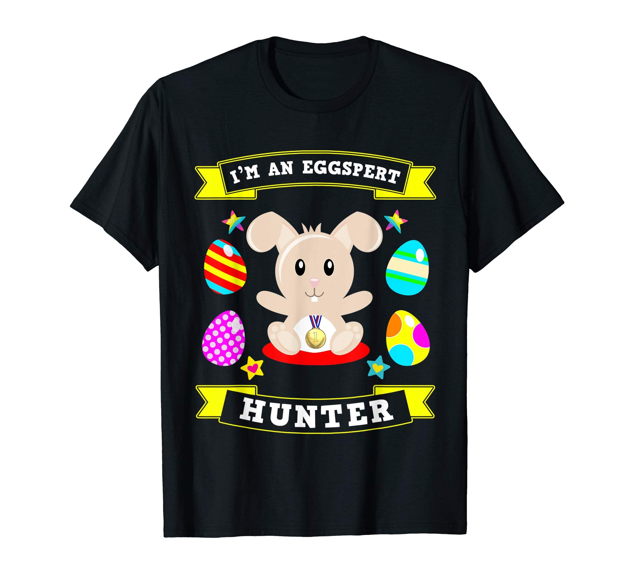 Eggspert Hunter Easter Bunny Funny Pun Tshirt for Kids