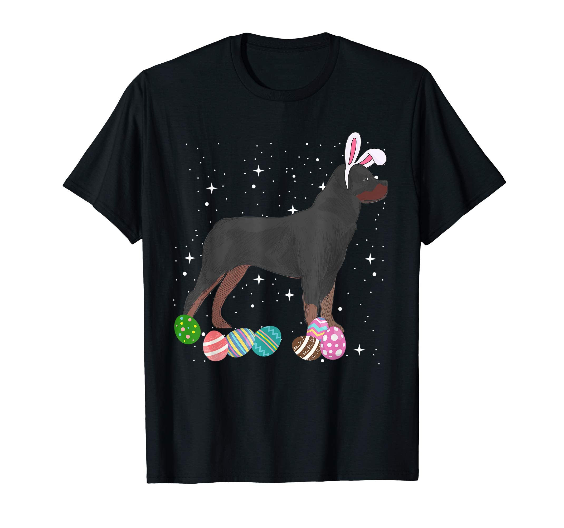 Rottweiler Dressed As Easter Bunny With Rabbit Ears T-Shirt