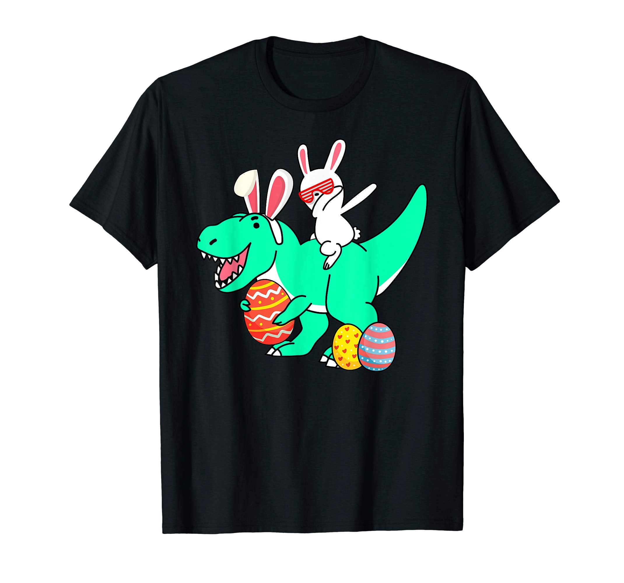 Easter Bunny Riding T Rex Dinosaur Dabbing Easter Egg Shirt
