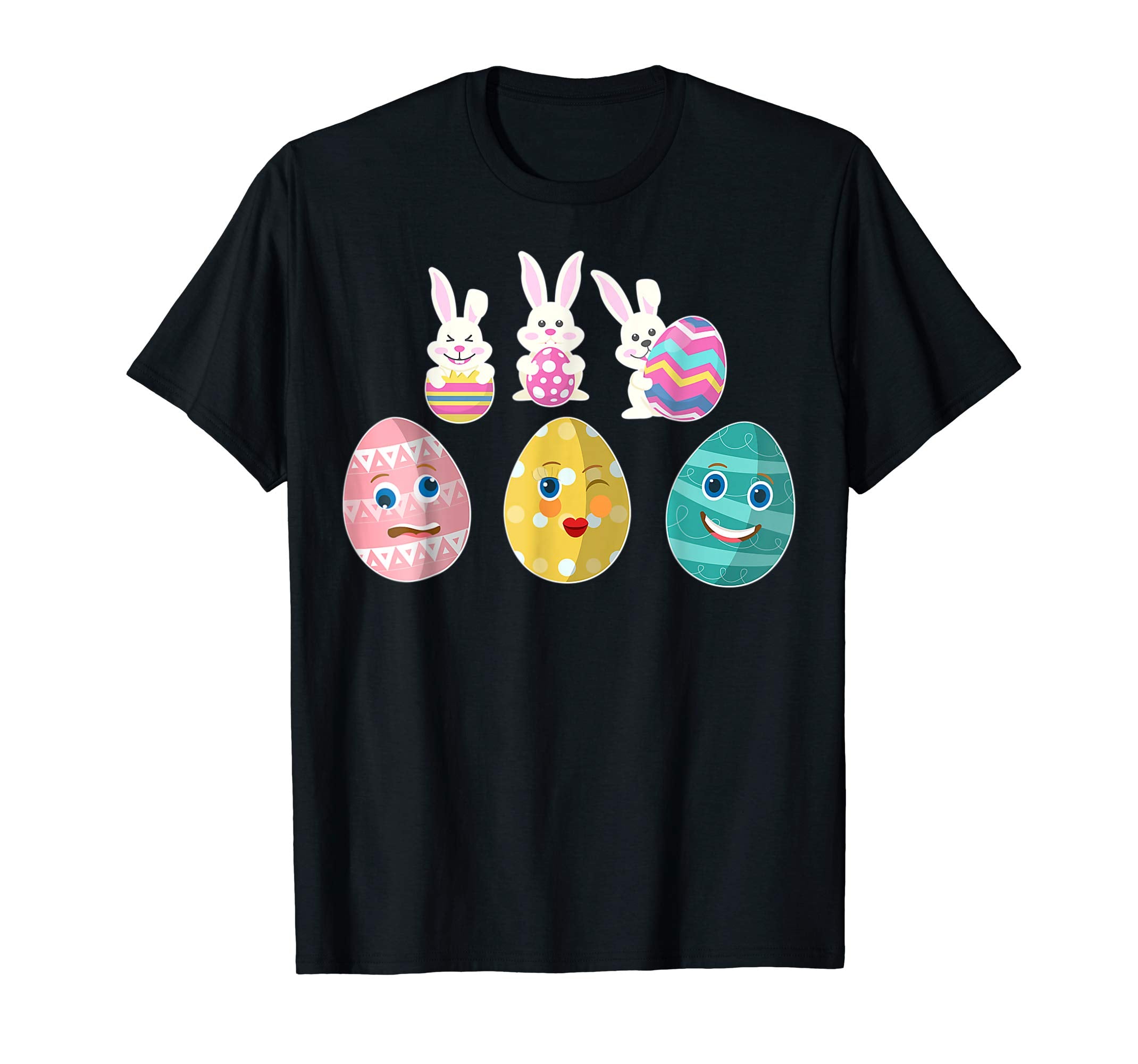 Bunnies Playing Easter Eggs Faces Happy Easter Day Shirt