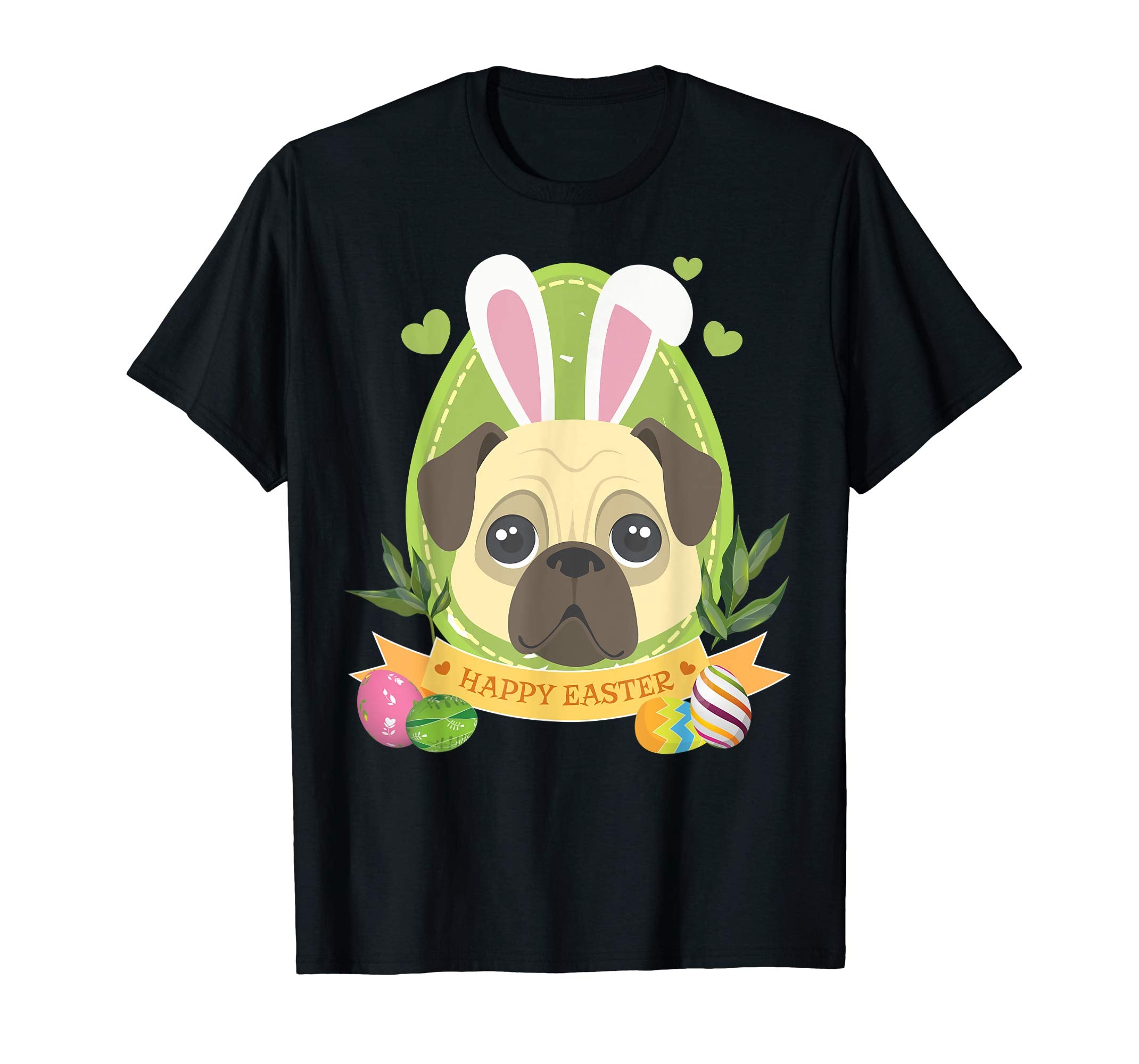 Bunny Pug Dog Easter Day Lovers T-Shirt Egg Hunting Lovely