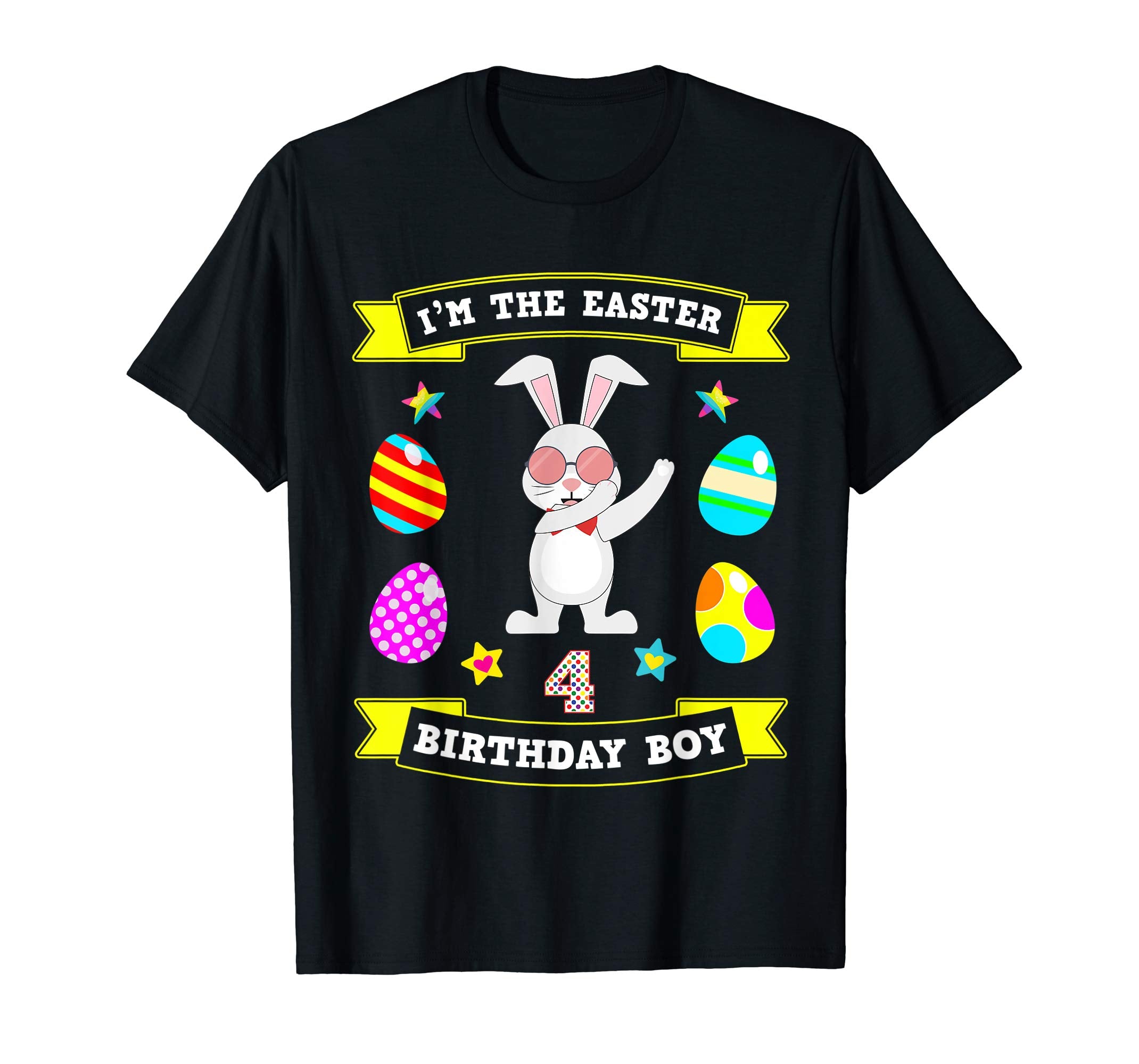 4 Year Old Easter Bunny 4th Birthday Boy Dabbing Tshirt