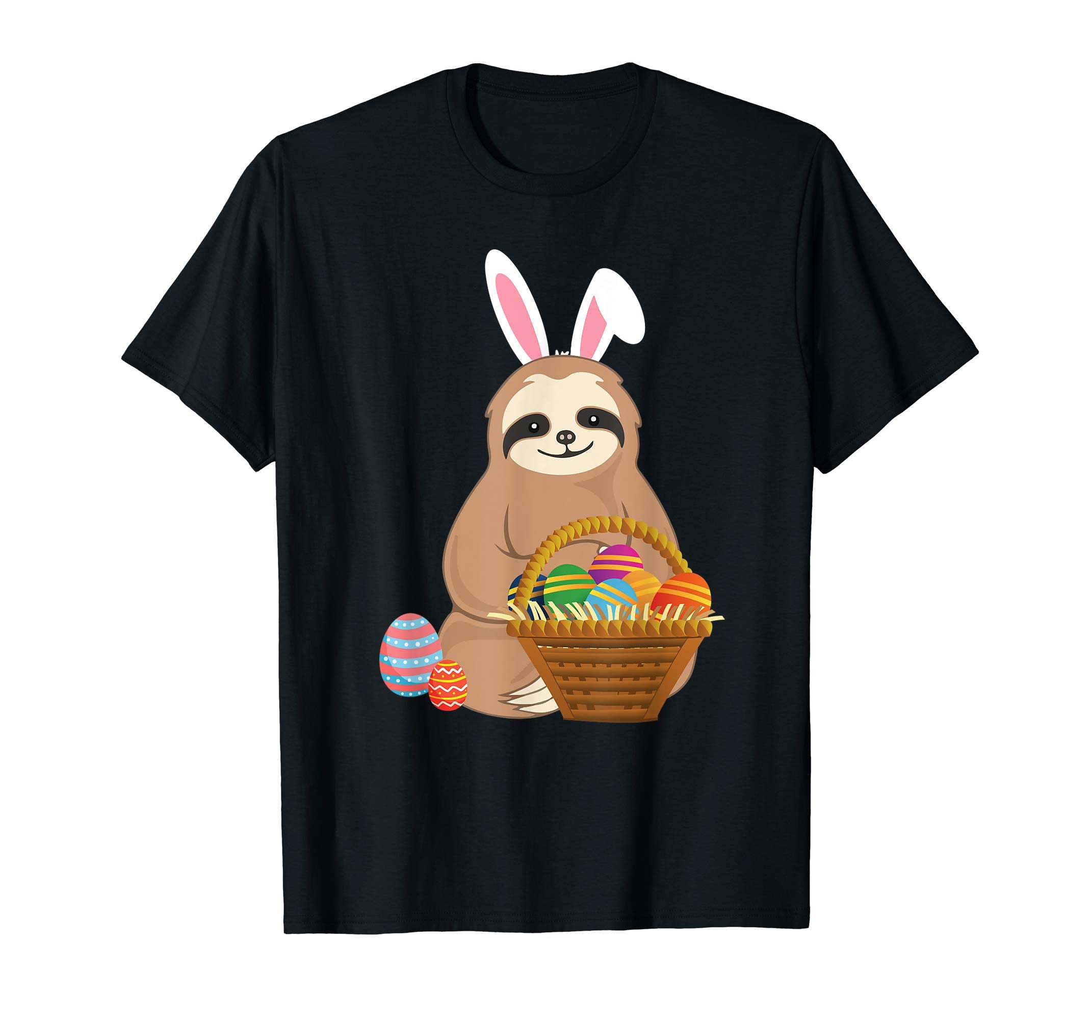 Easter Sloth T-Shirt Funny Sloth With Bunny Ears and Eggs