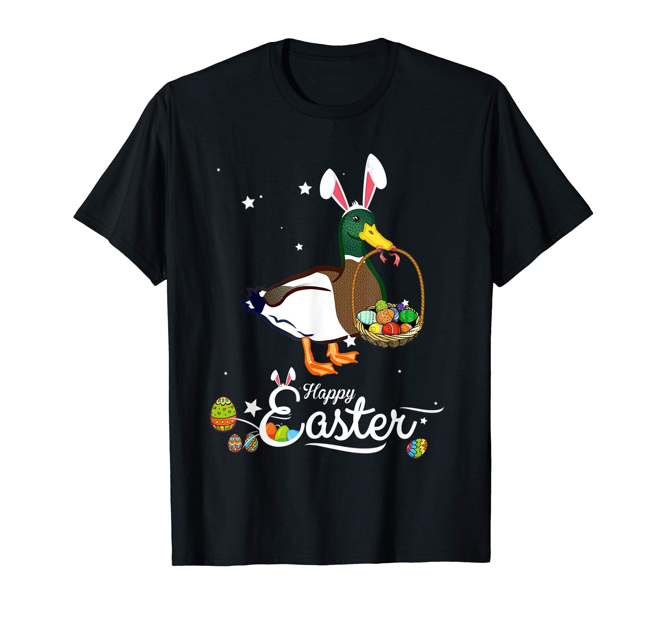 Cute Easter Duck with Bunny Ears and Eggs T Shirt
