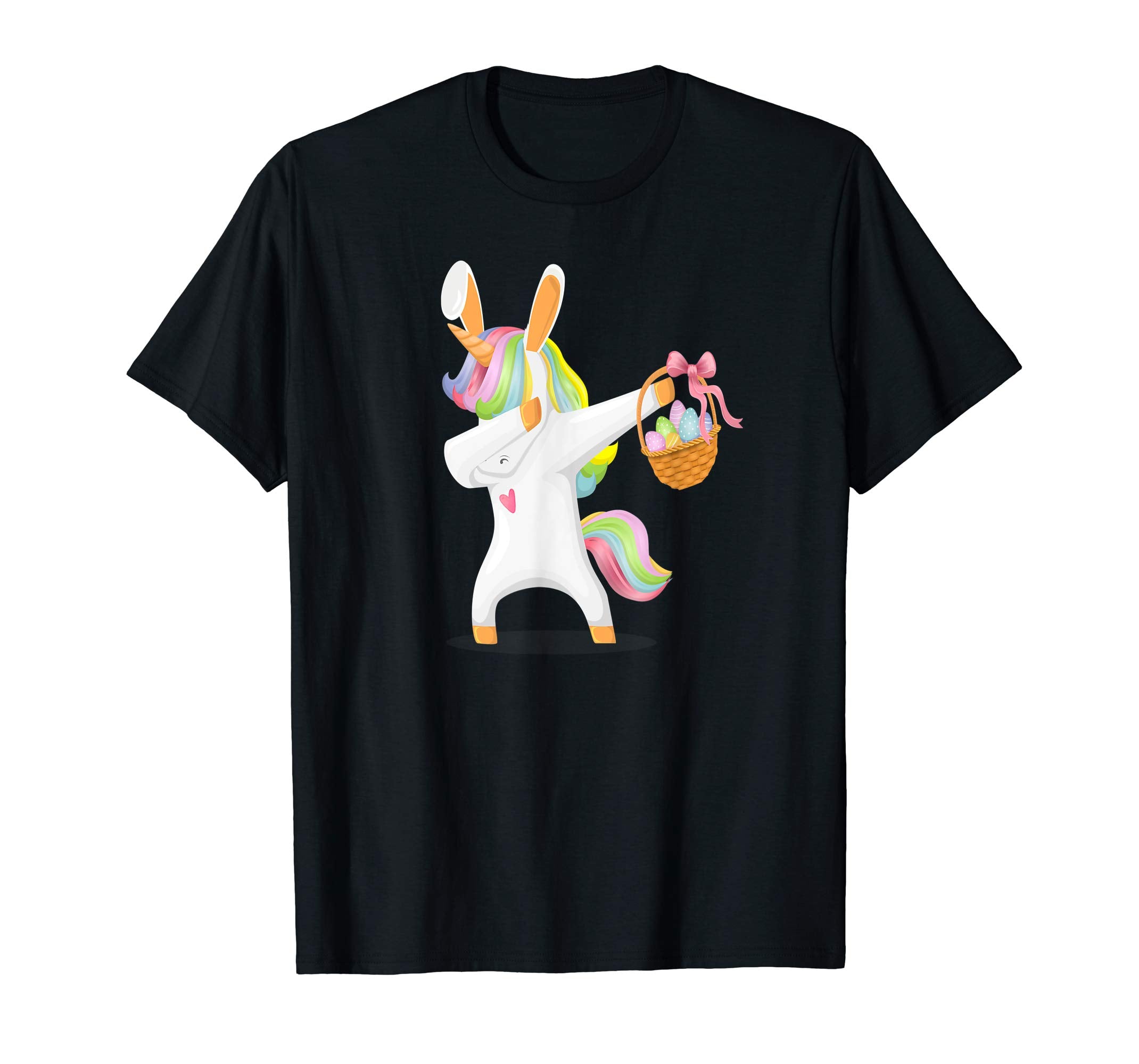 Dabbing Unicorn With Bunny Rabbit Ears &amp; Easter Basket Shirt