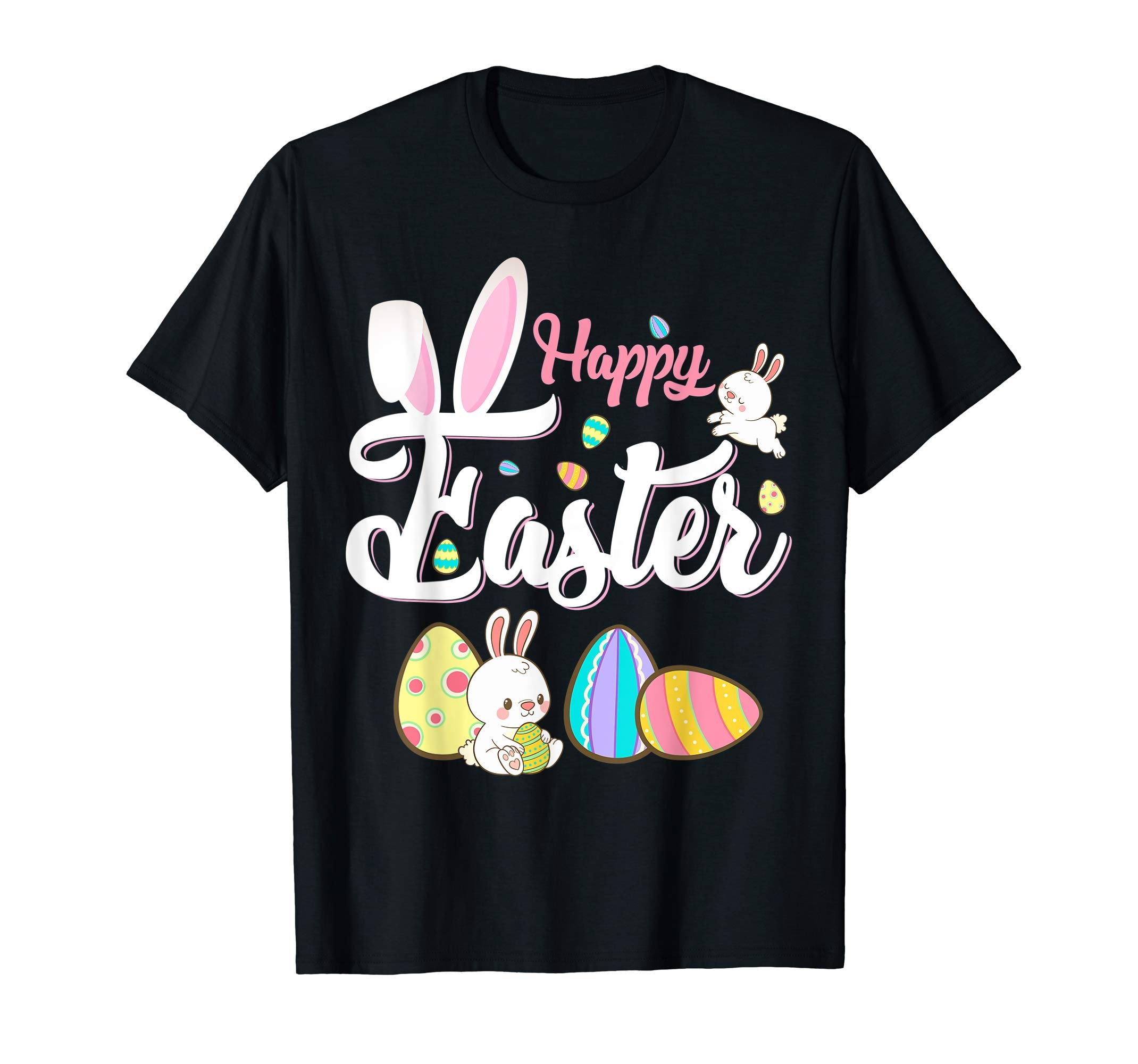 Happy Easter Bunny Tee Shirt With Easter Eggs